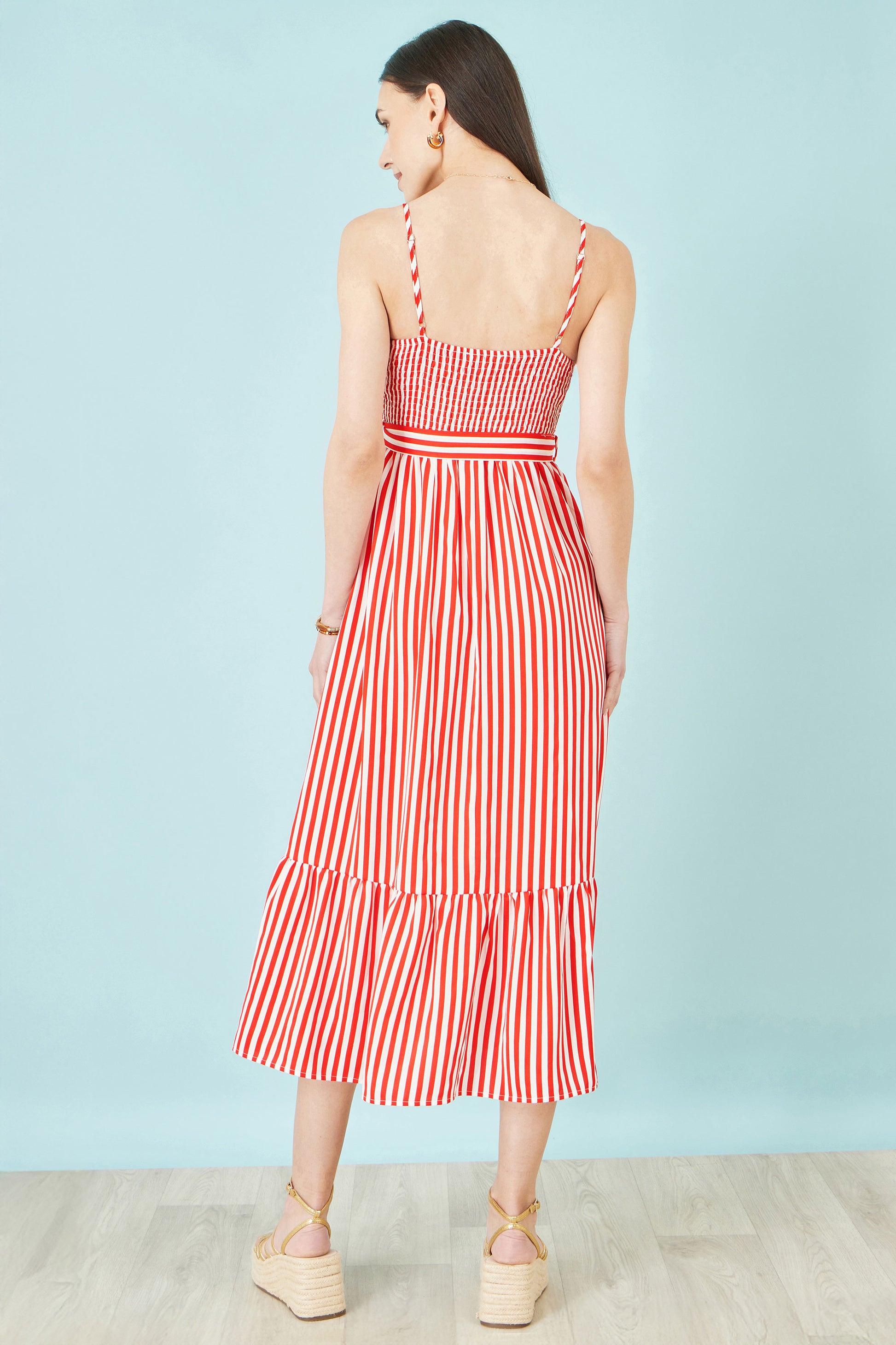 Yumi Red Stripe Midi Sun Dress Beachwear Yumi