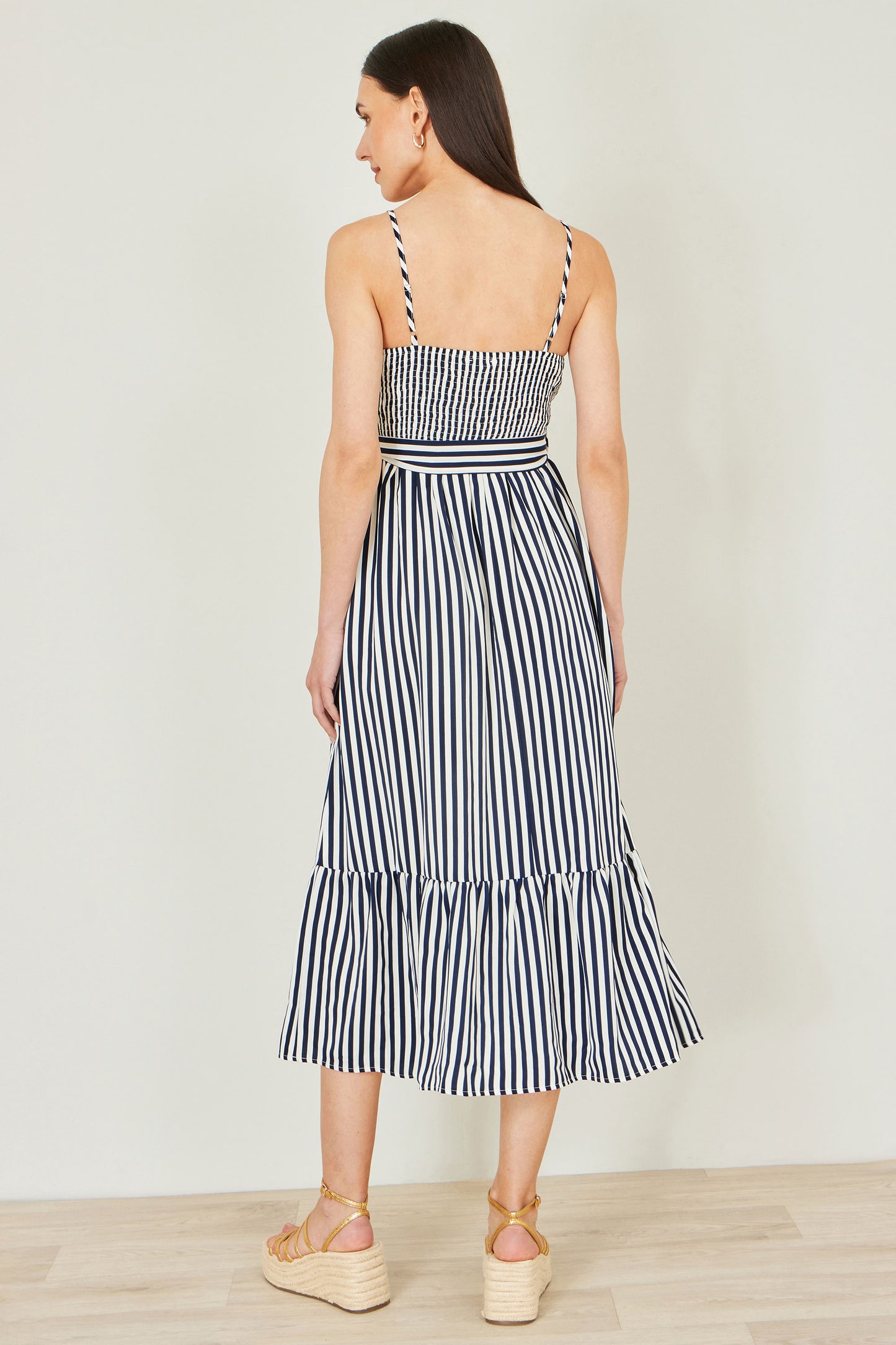 Yumi Navy Stripe Midi Sun Dress Beachwear Yumi