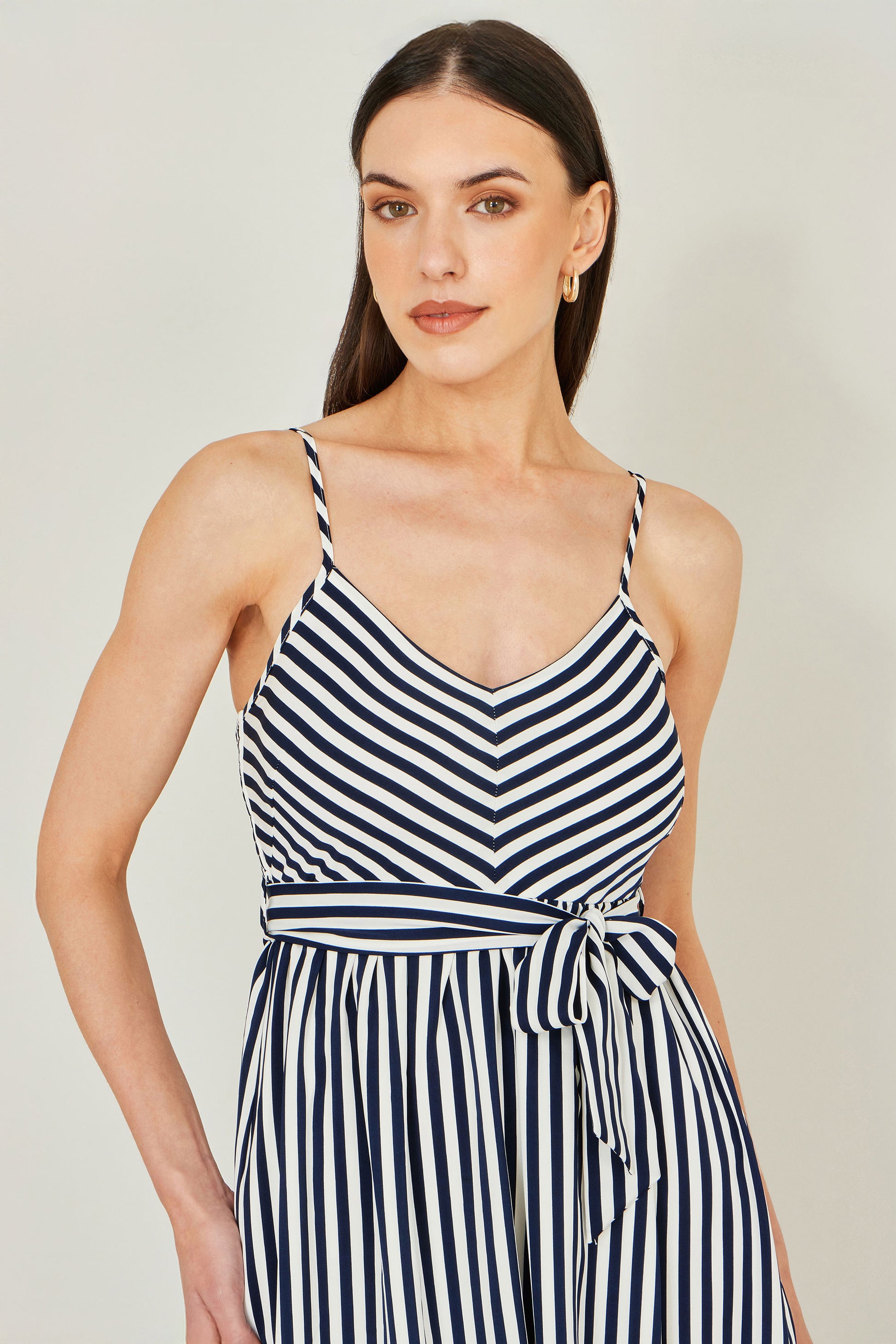 Yumi Navy Stripe Midi Sun Dress Beachwear Yumi