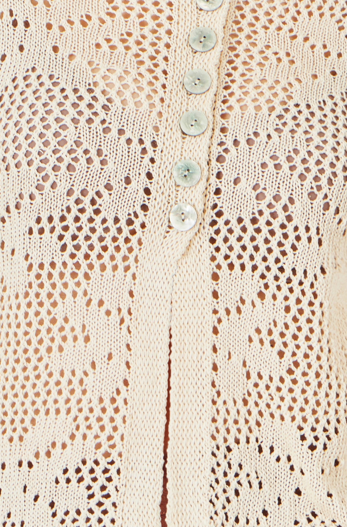 Yumi Beige Flower Crochet Button Up Cardigan Knit Cardigan Yumi