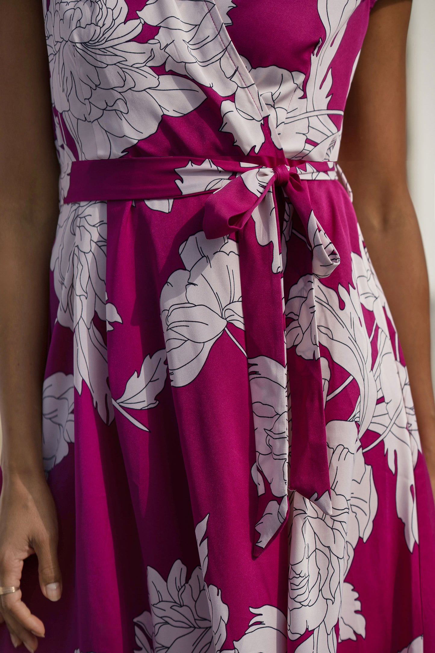 Pink Blossom Print Wrap Dress With Dipped Hem Dress Occasion Yumi