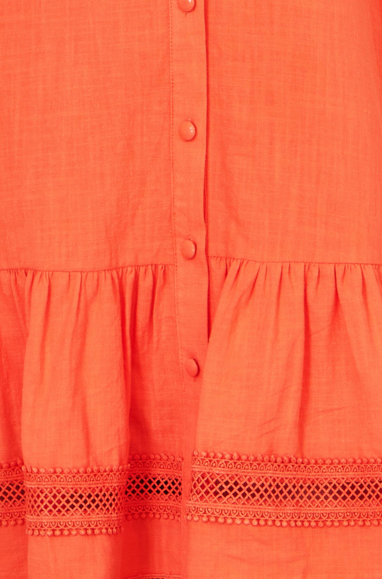 Yumi Orange Cotton Lace Trim Skater Shirt Dress Beachwear Yumi