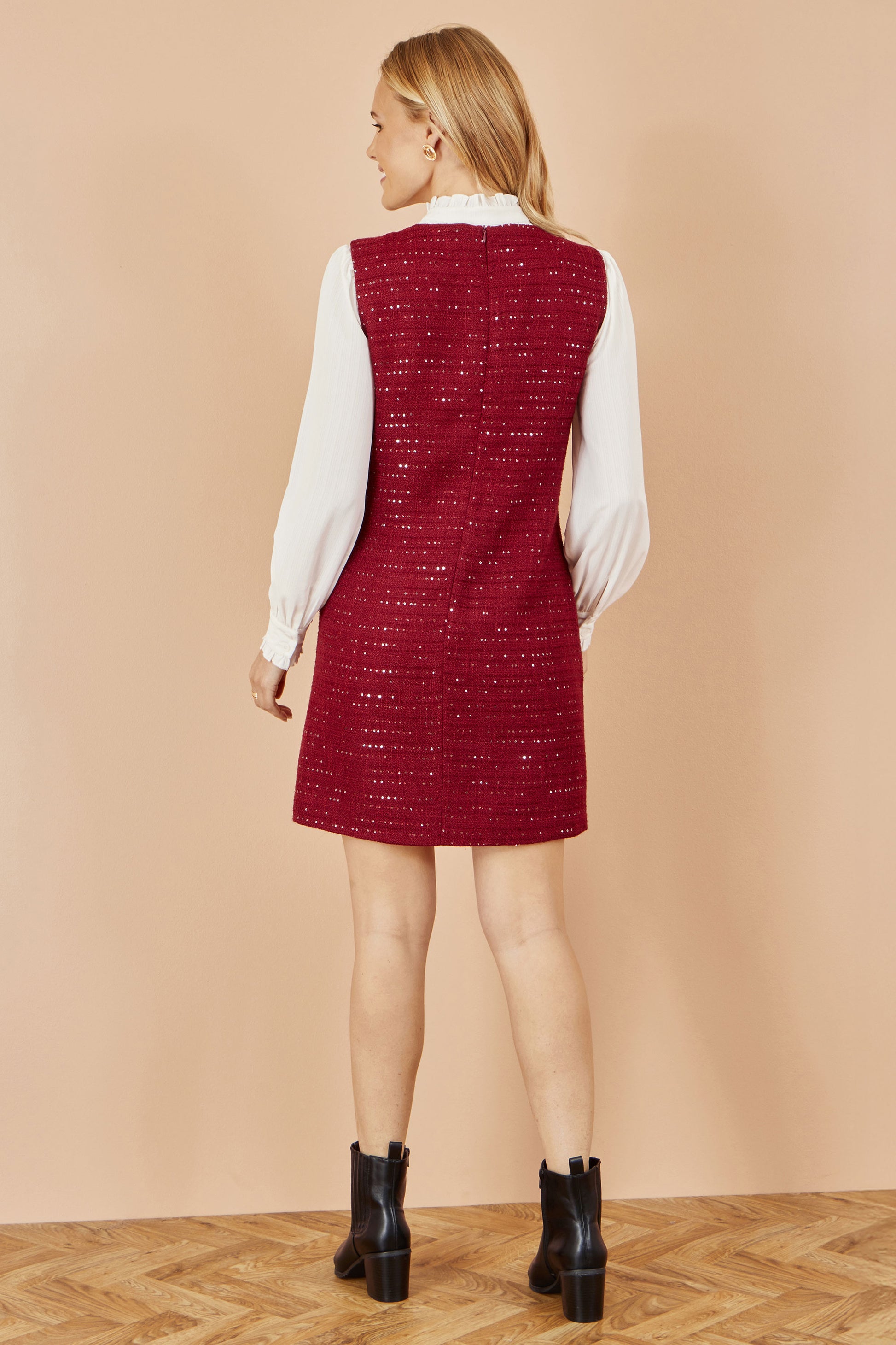 Yumi Burgundy Boucle Tunic Dress Dress Casual Yumi