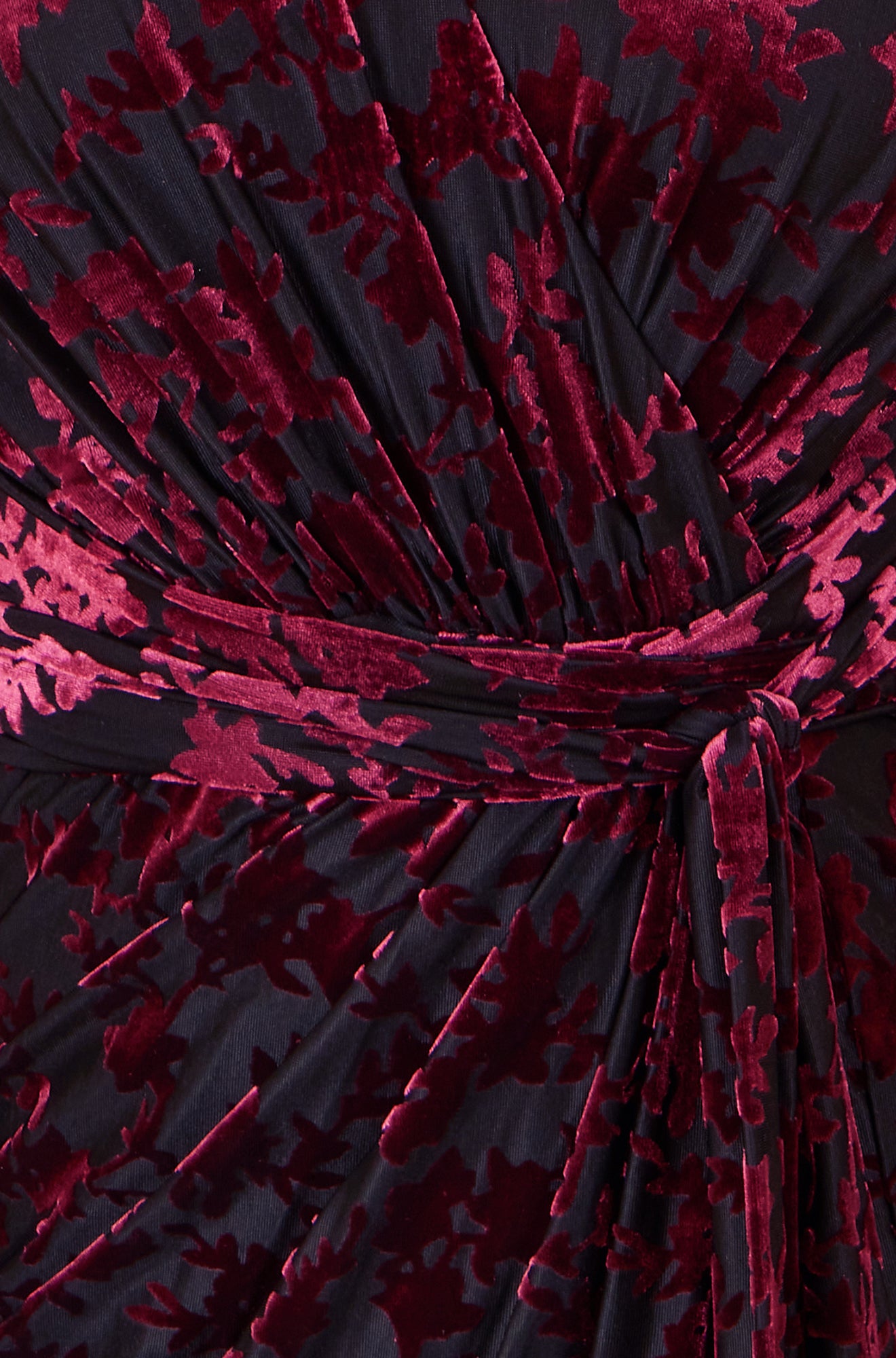 Yumi Burgundy Velour Stretch Midi Dress With Long Sleeves Dress Party Yumi