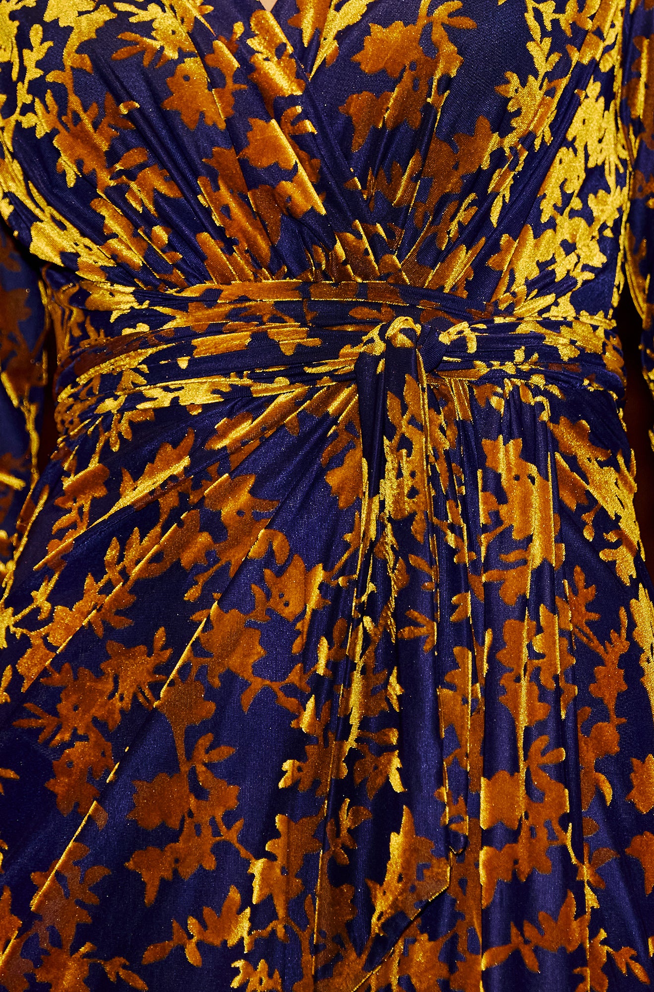 Yumi Navy Velour Stretch Midi Dress With Long Sleeves Dress Party Yumi