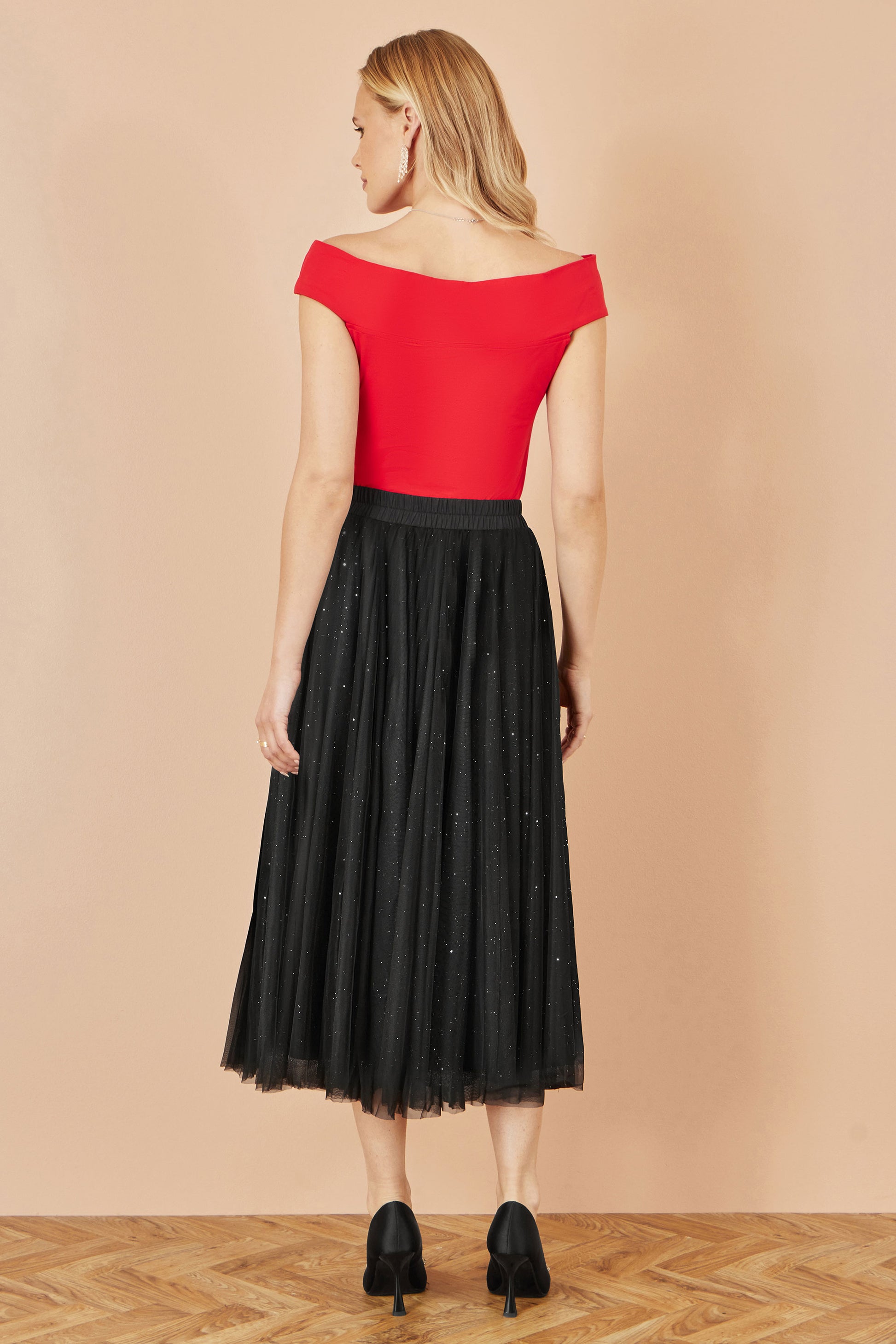 Yumi Black Sparkle Mesh Tulle Skirt Skirts Yumi