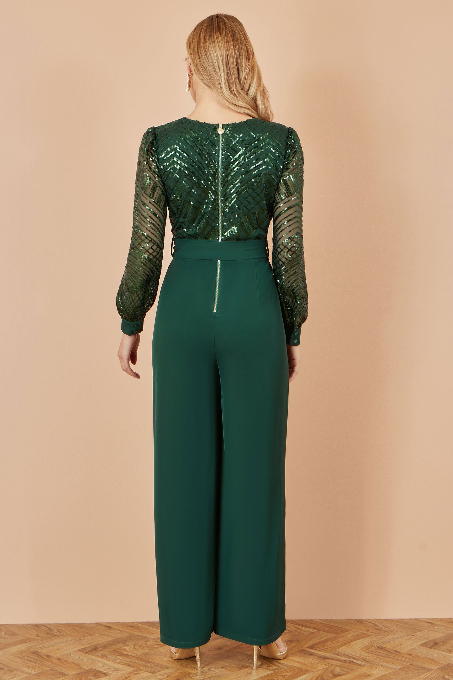 Yumi Green Sequin Wrap Over Jumpsuit JUMPSUIT Yumi
