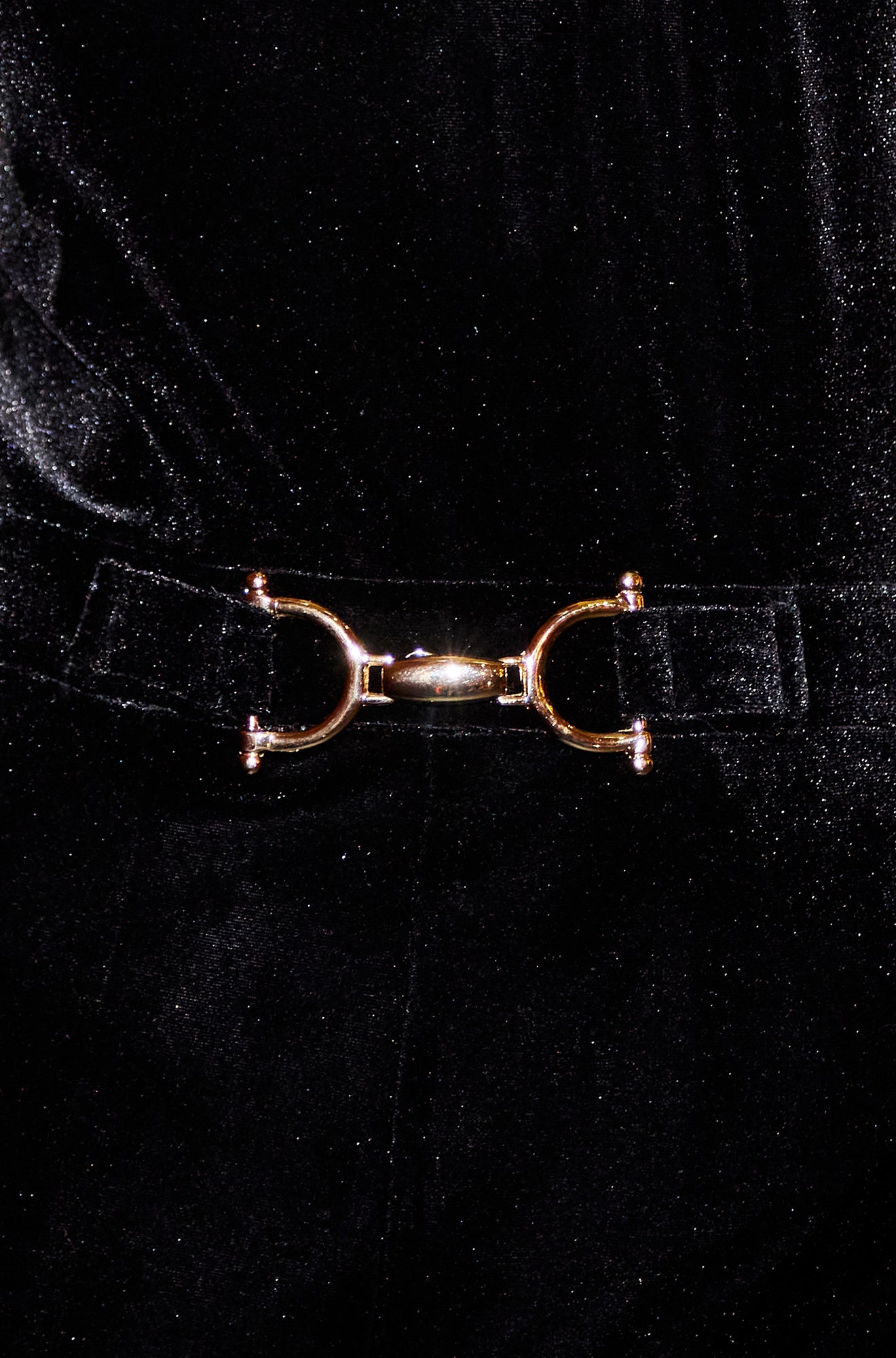 Yumi Black Velvet Jumpsuit With Twist Neckline And Buckle Belt JUMPSUIT Yumi