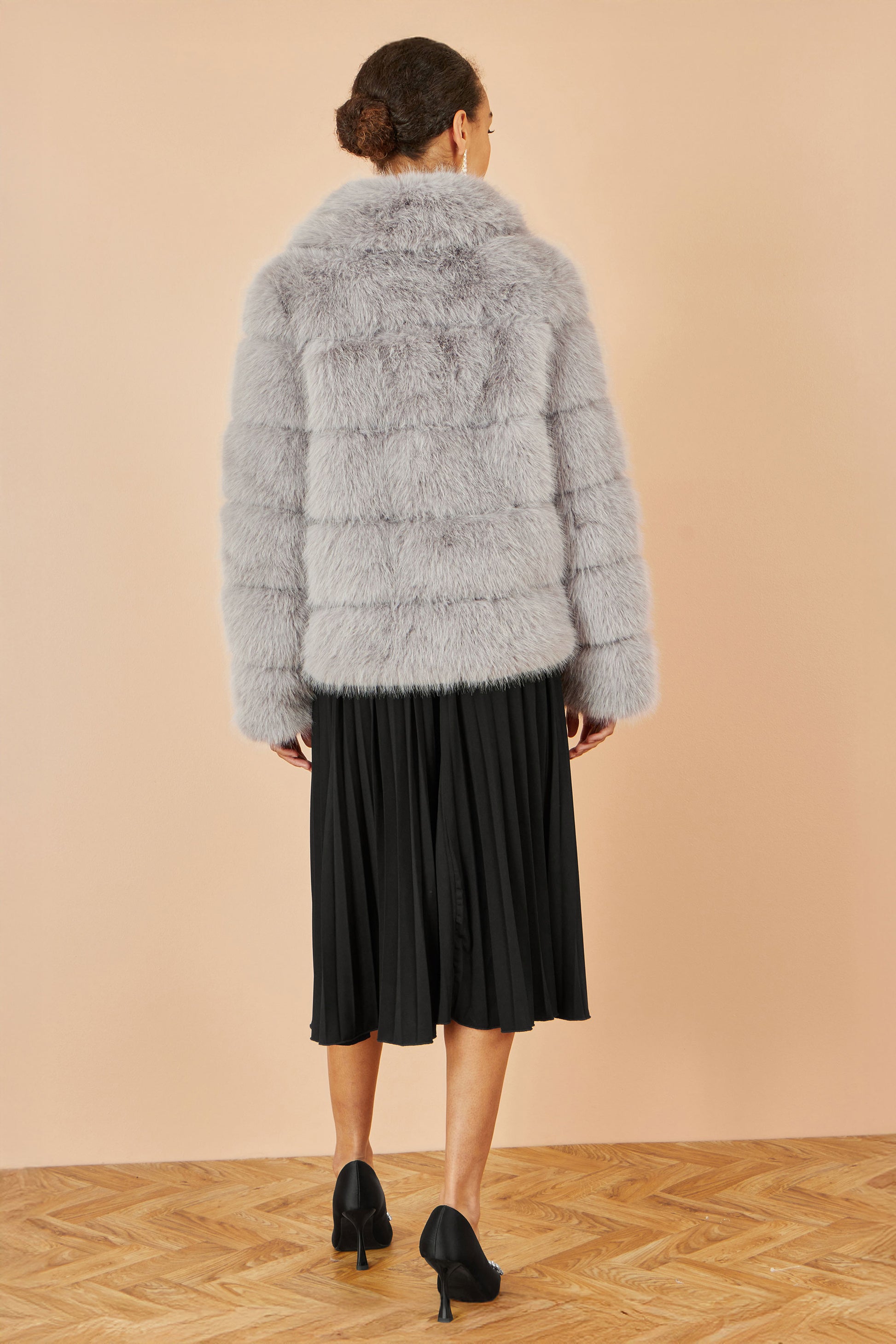 Yumi Grey Luxe Faur Fur Coat COAT Yumi