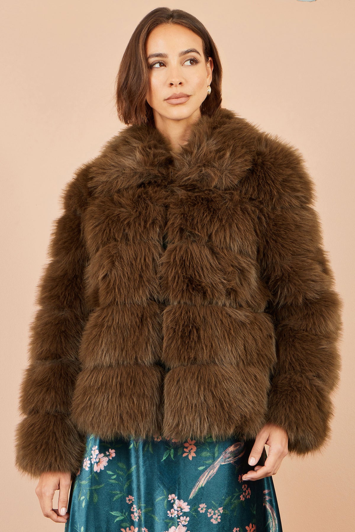 Yumi Brown Luxe Faur Fur Coat COAT Yumi