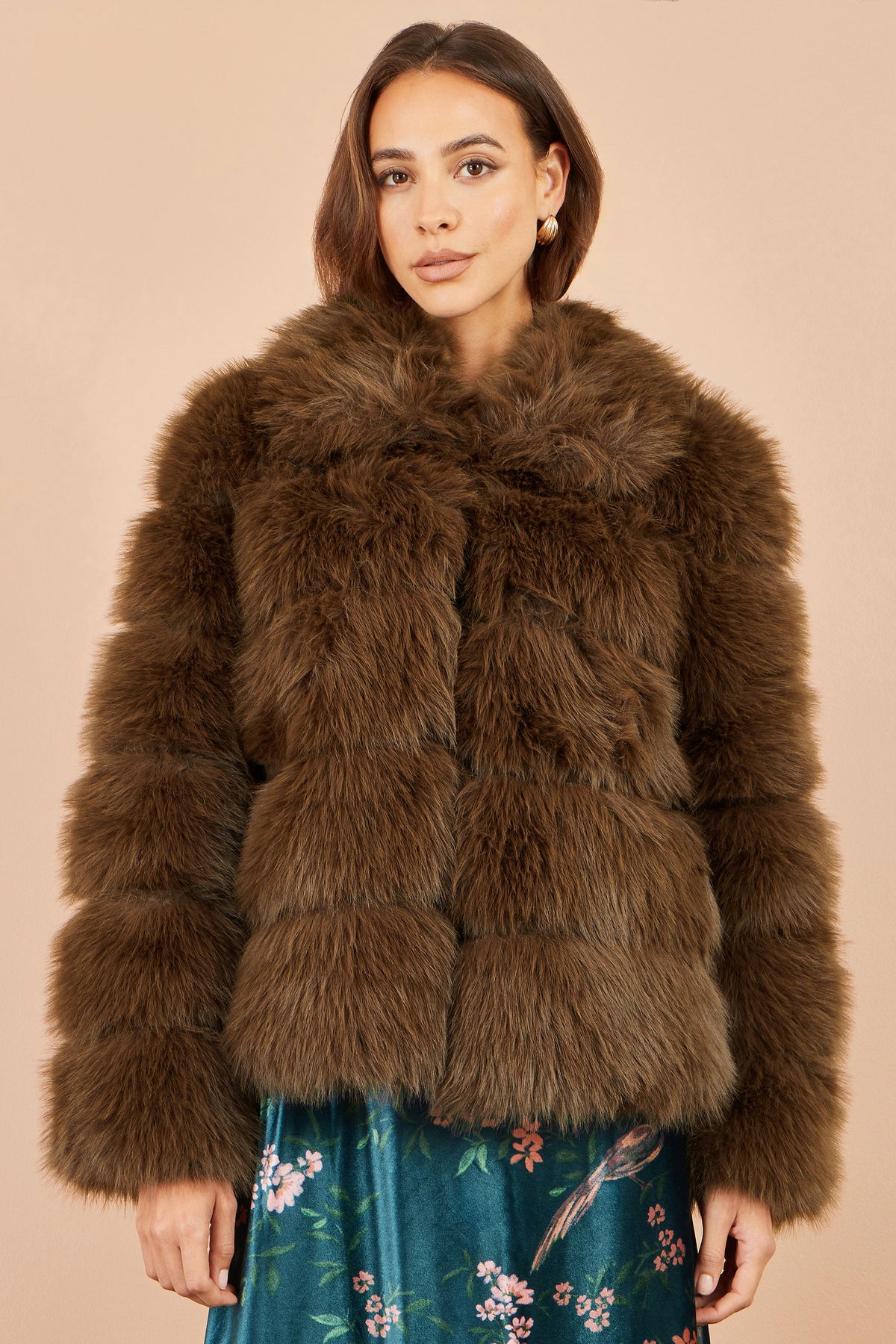 Yumi Brown Luxe Faur Fur Coat COAT Yumi