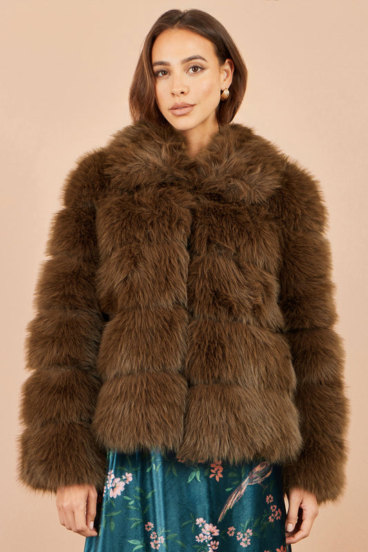 Yumi Brown Luxe Faur Fur Coat COAT Yumi