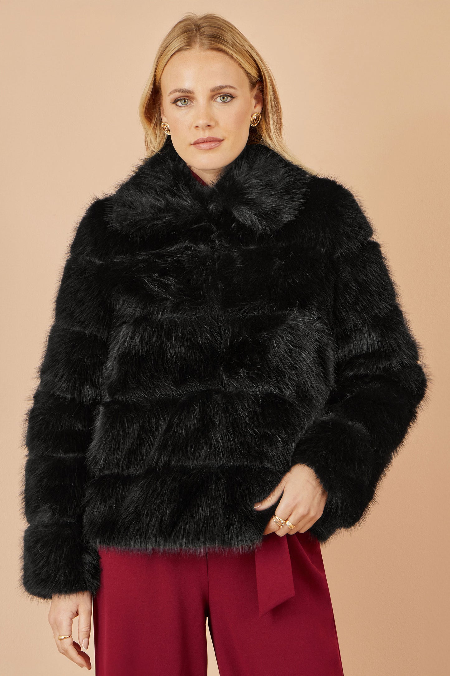 Yumi Black Luxe Faur Fur Coat COAT Yumi