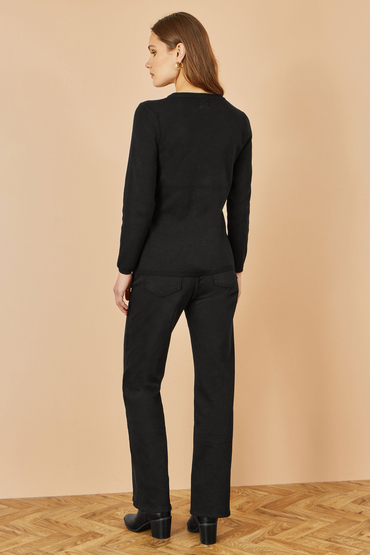 Yumi Black Knitted Fitted Button Down Peplum Cardigan Knit Cardigan Yumi