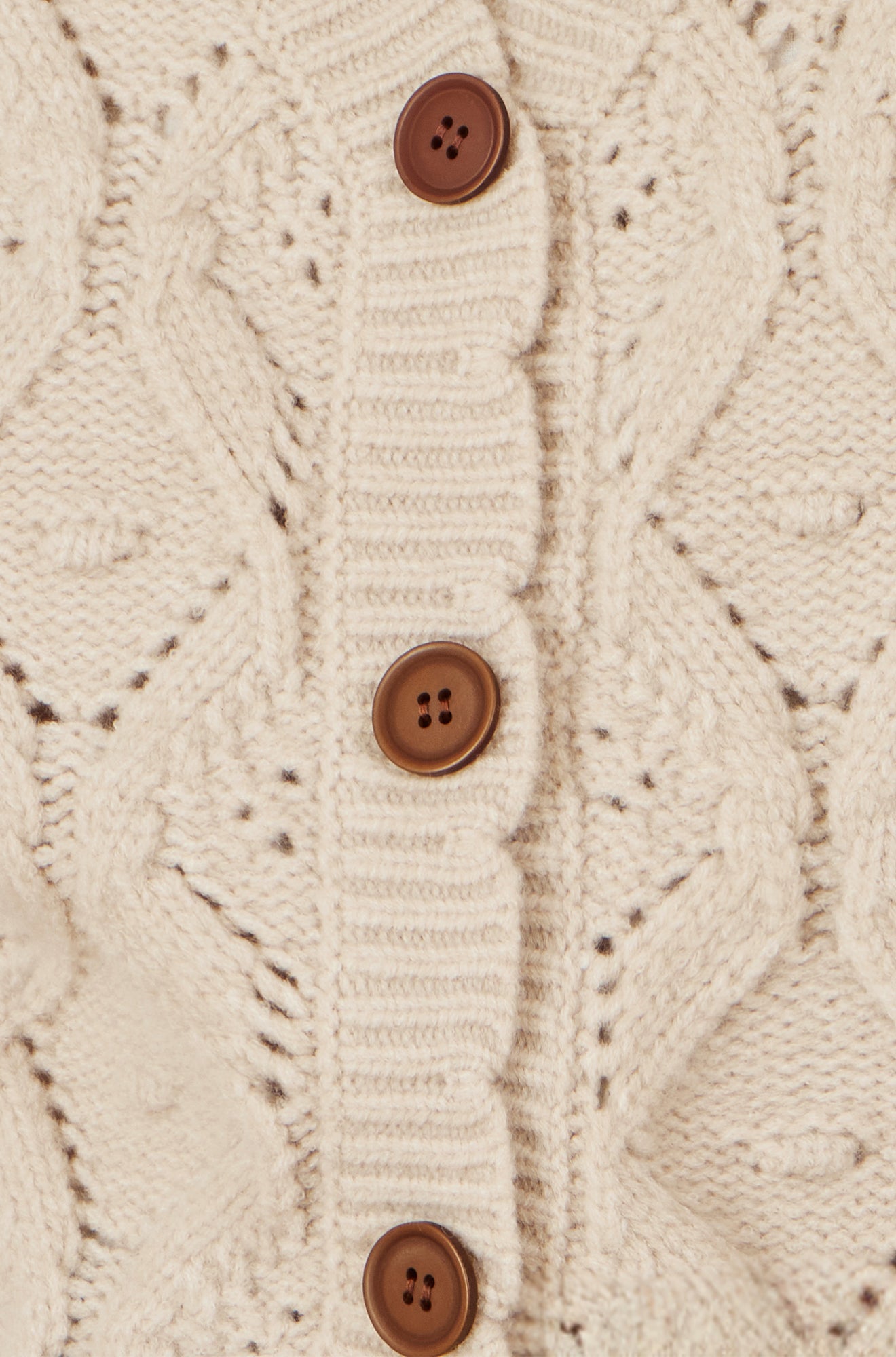 Yumi Oatmeal Button Up Chunky Cable Knit Waistcoat Knit Pullover Yumi