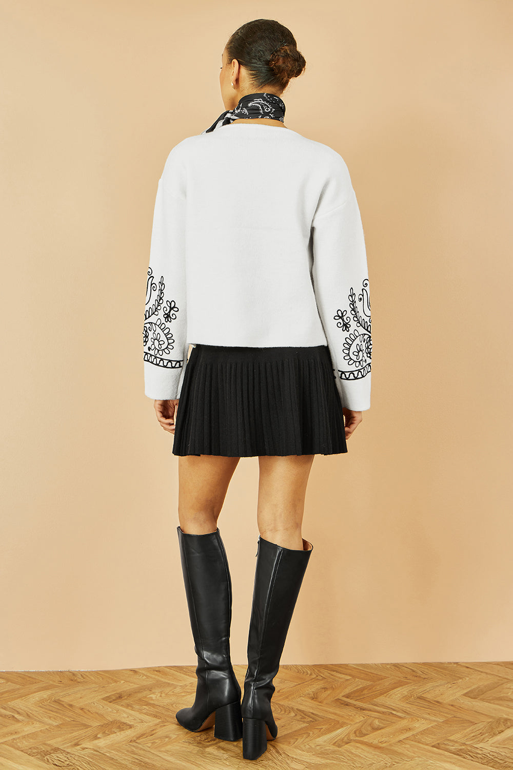 Yumi Black Knitted Pleated Mini Skirt Knit Skirt Yumi