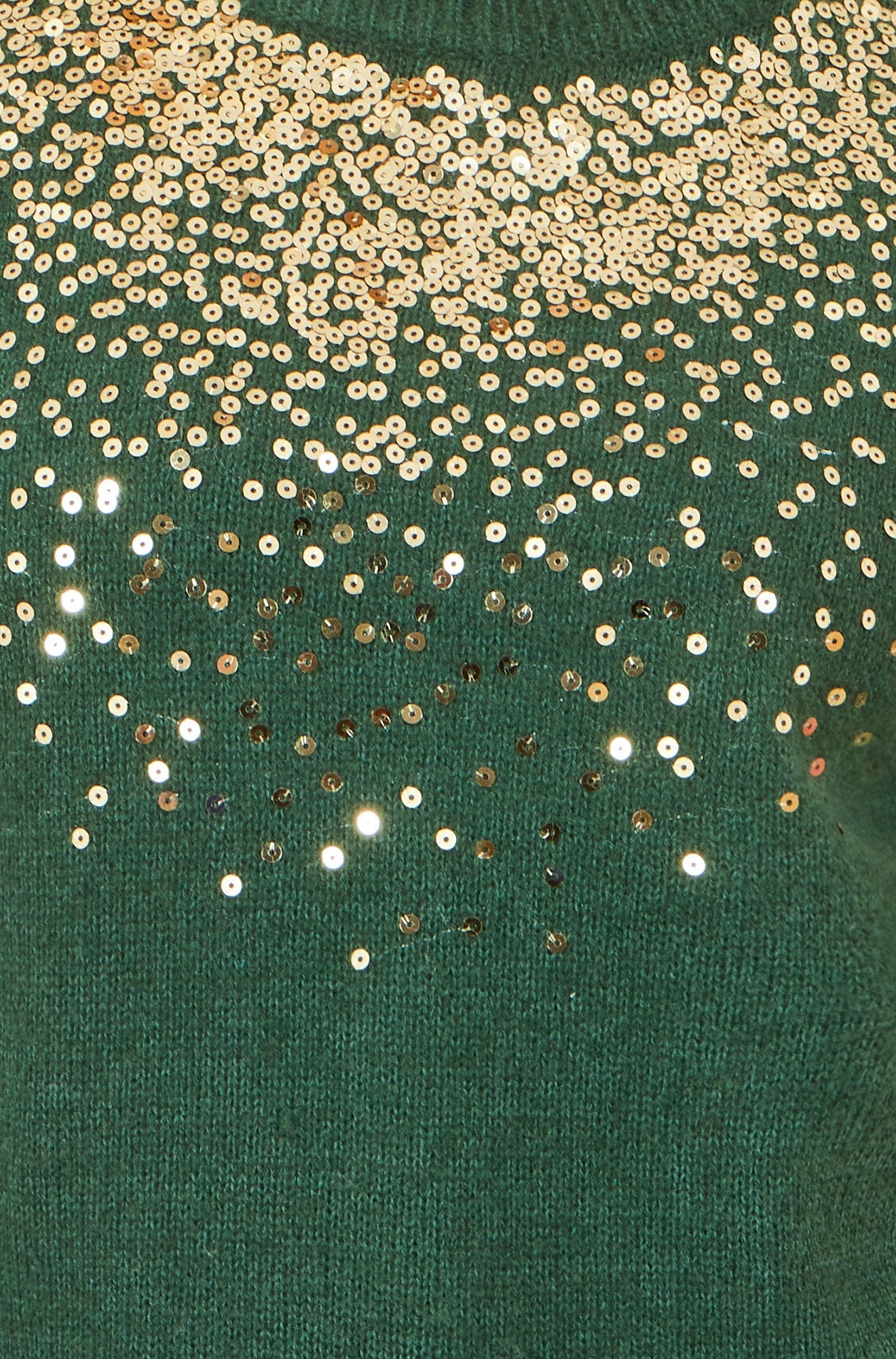 Yumi Green Relaxed Knitted Jumper With Scattered Sequin Neckline Knit Xmas Jumper Yumi