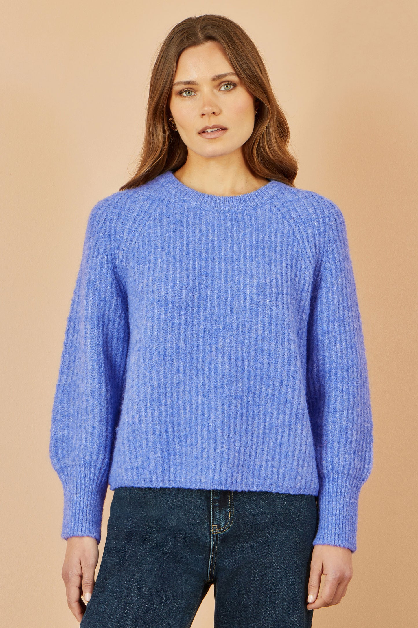 Yumi Blue Knitted Relax Fit Jumper Knit Jumper Yumi