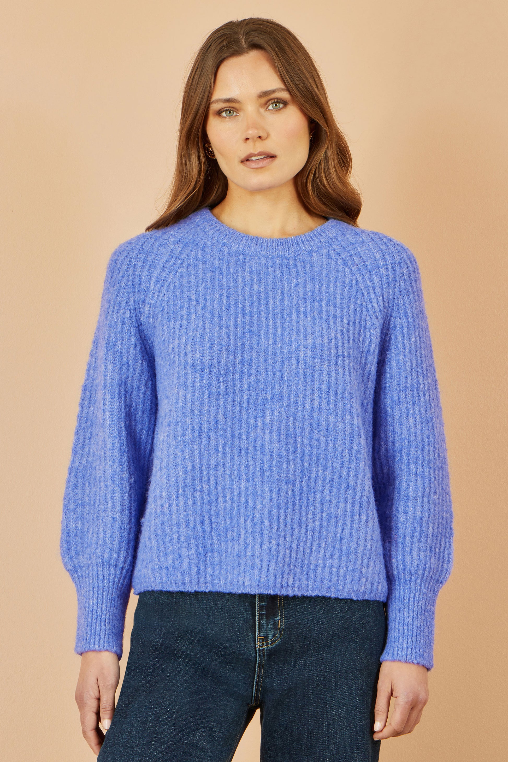 Yumi Blue Knitted Relax Fit Jumper Knit Jumper Yumi