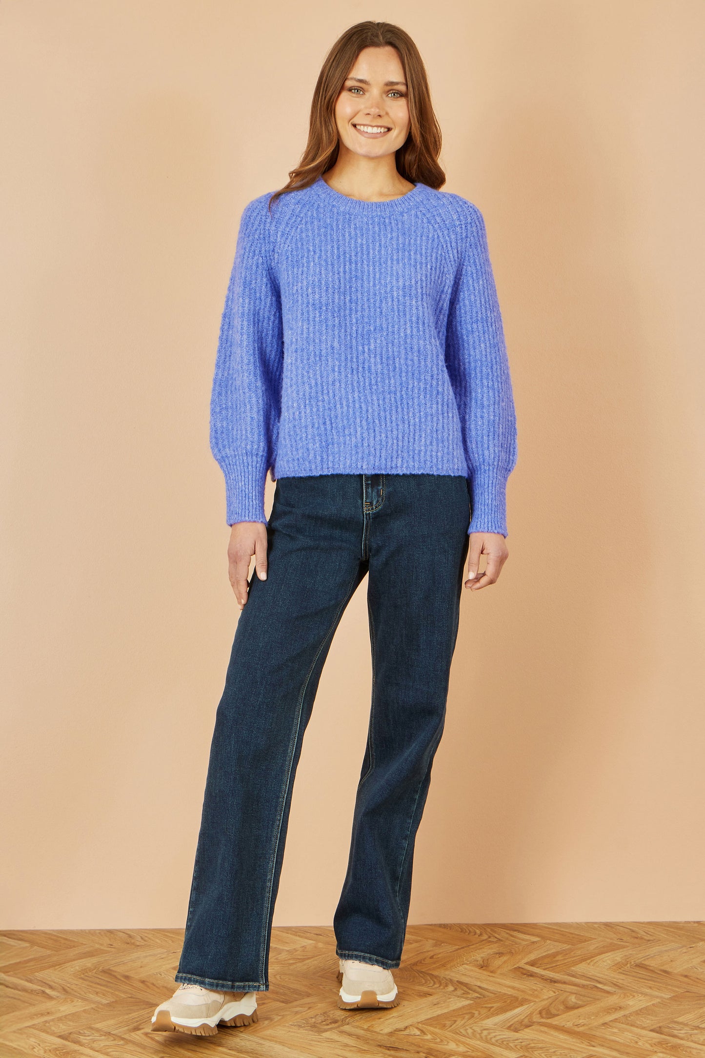 Yumi Blue Knitted Relax Fit Jumper Knit Jumper Yumi