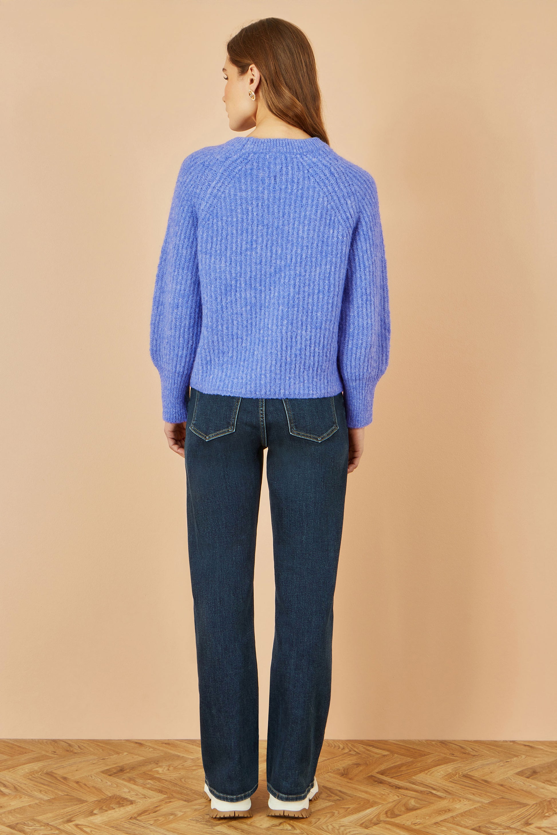 Yumi Blue Knitted Relax Fit Jumper Knit Jumper Yumi