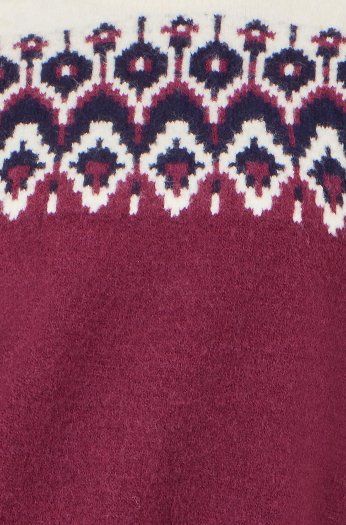 Yumi Burgundy Fair isle Relaxed Fit Knitted Jumper Knit Xmas Jumper Yumi