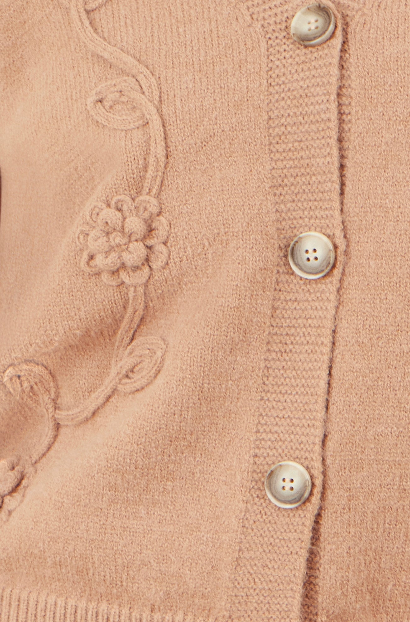 Yumi Brown Floral Embroidered Relaxed Fit Cardigan Knit Cardigan Yumi