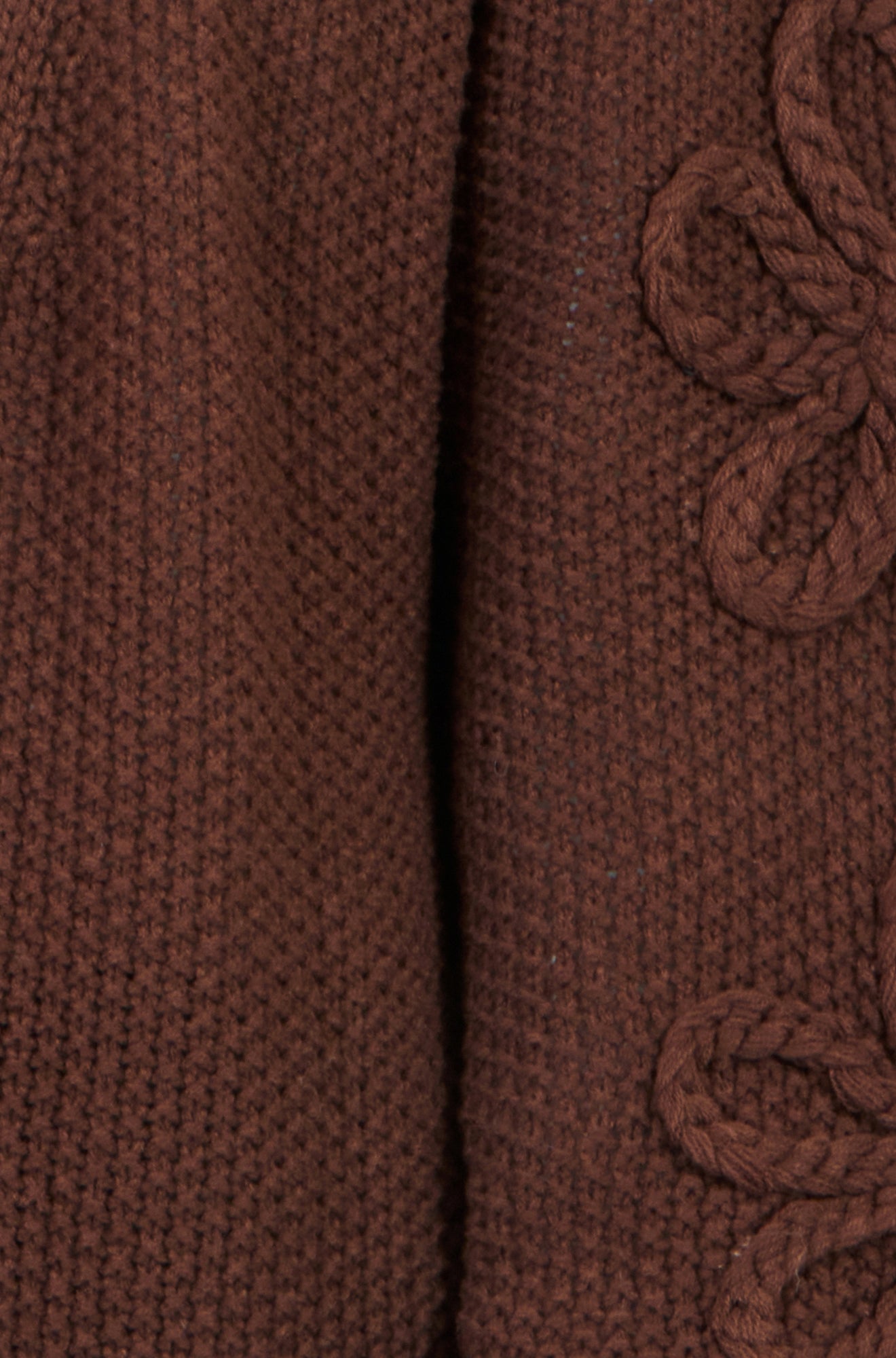Yumi Brown Cardigan With Flower Detail Sleeves Knit Cardigan Yumi