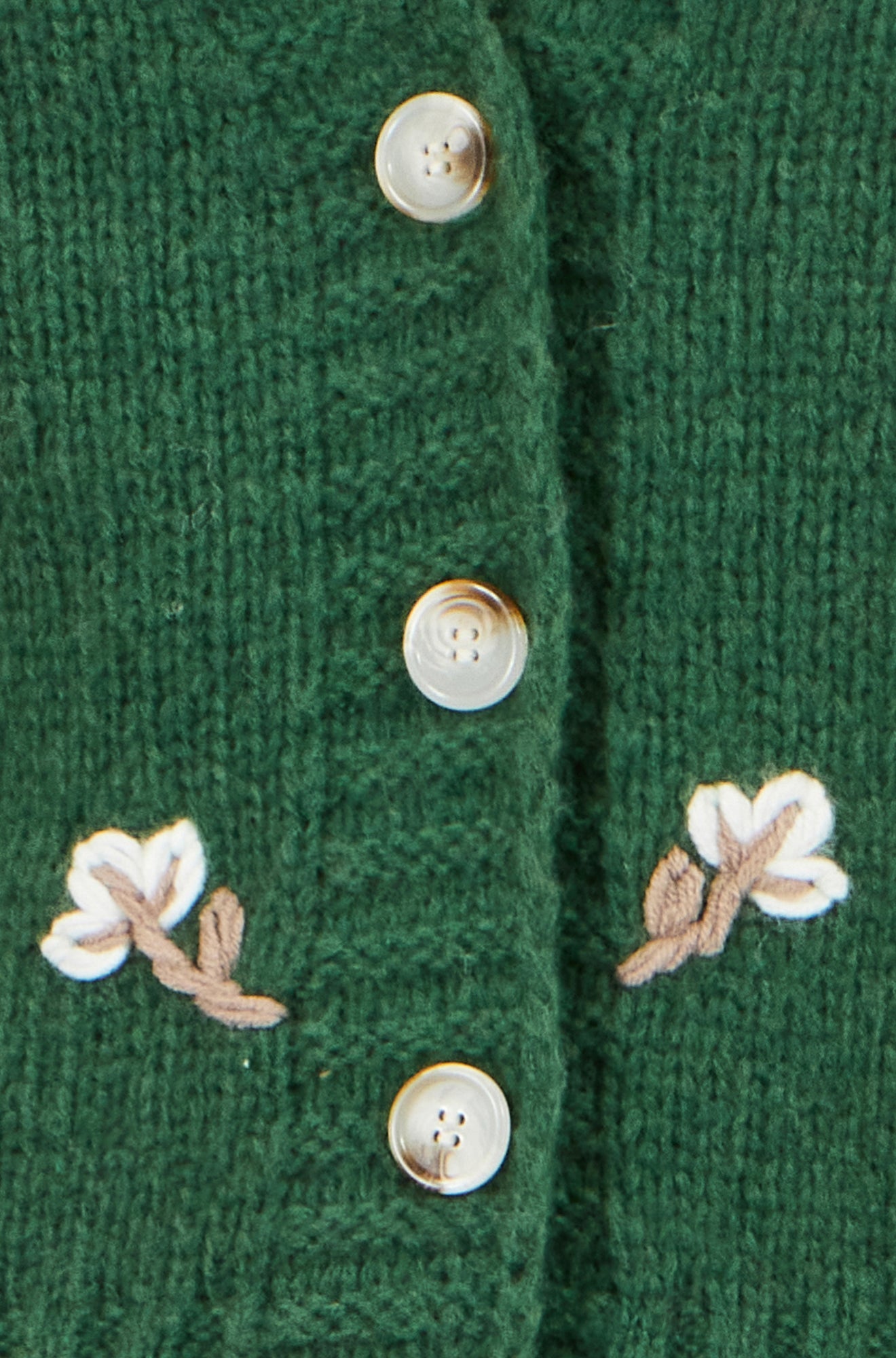 Yumi Green Hand Embroidered Chunky Knitted Cardigan Knit Cardigan Yumi