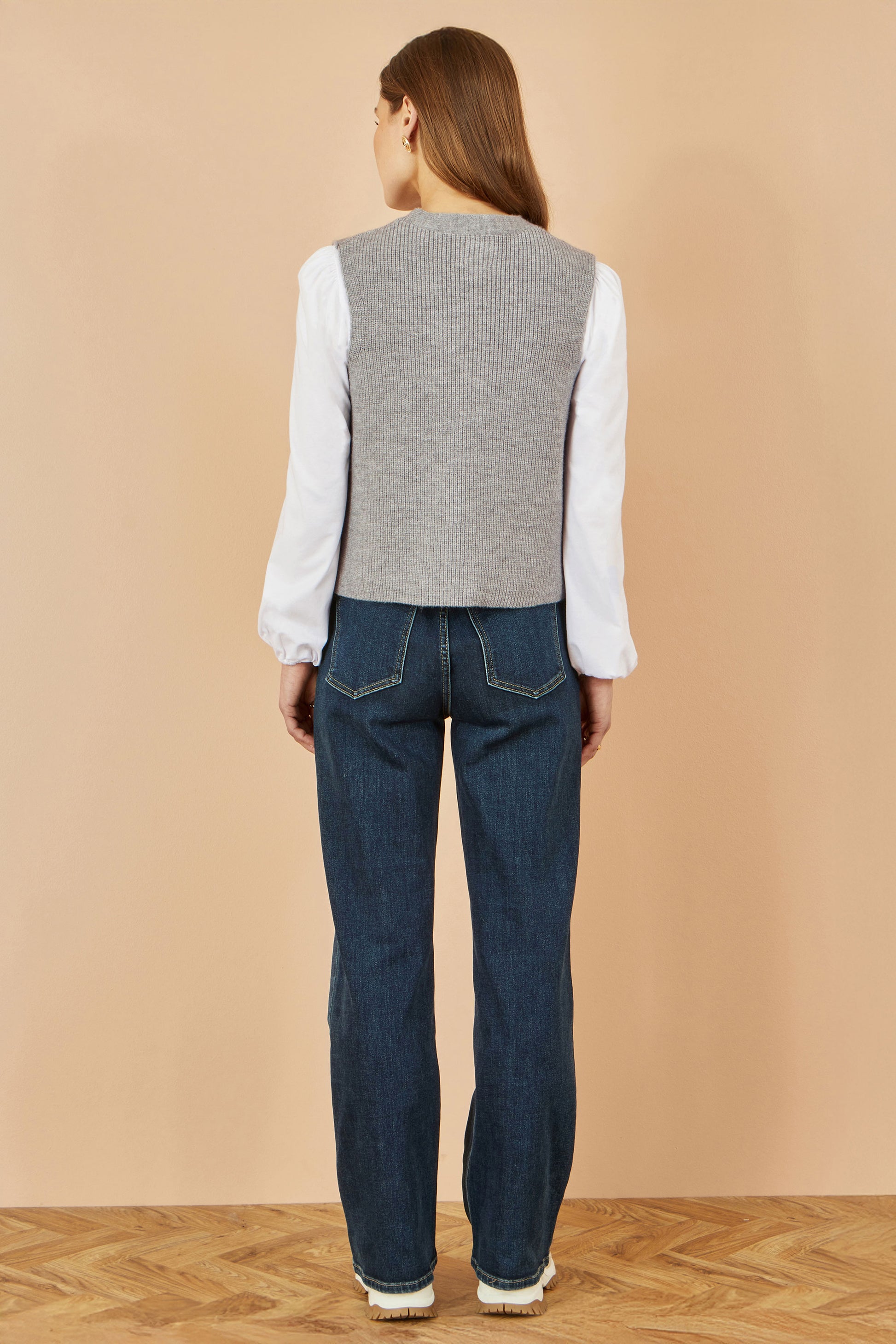 Yumi Grey Knitted Pullover Waistcoat Knit Pullover Yumi