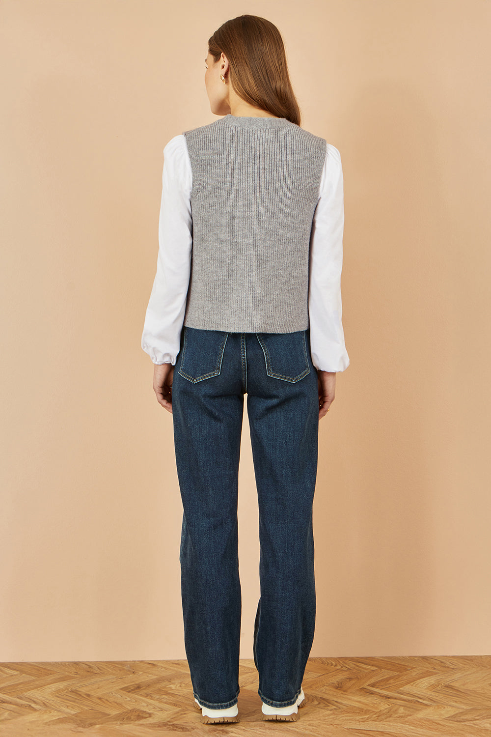 Yumi Grey Knitted Pullover Waistcoat Knit Pullover Yumi