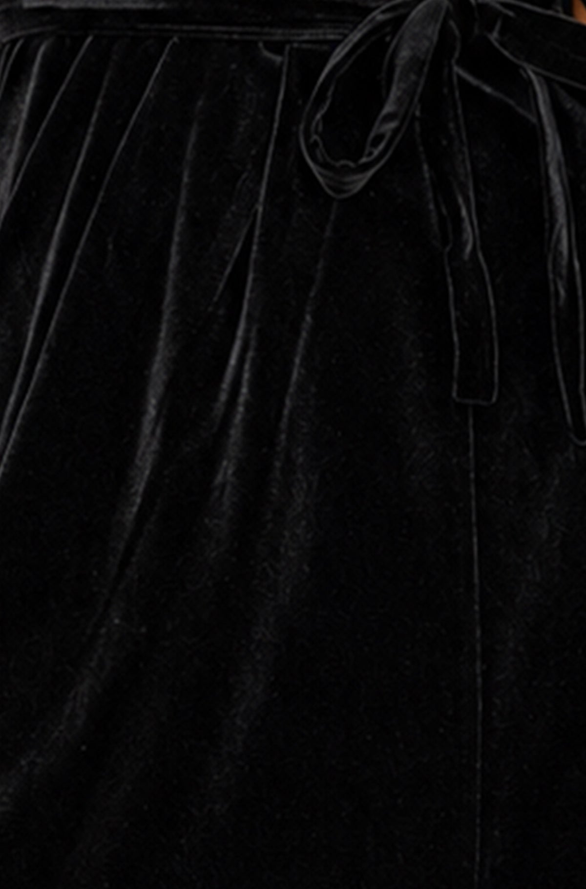 Yumi Black Velvet One Shoulder Midi Dress