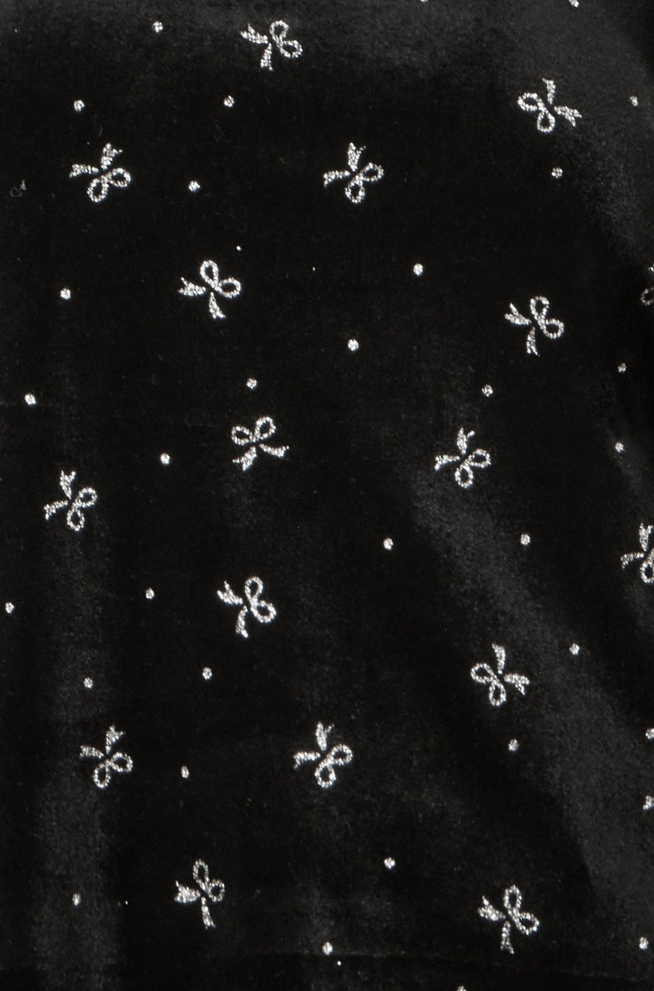 Yumi Black Sparkle Bow Print Velvet Top Top Yumi