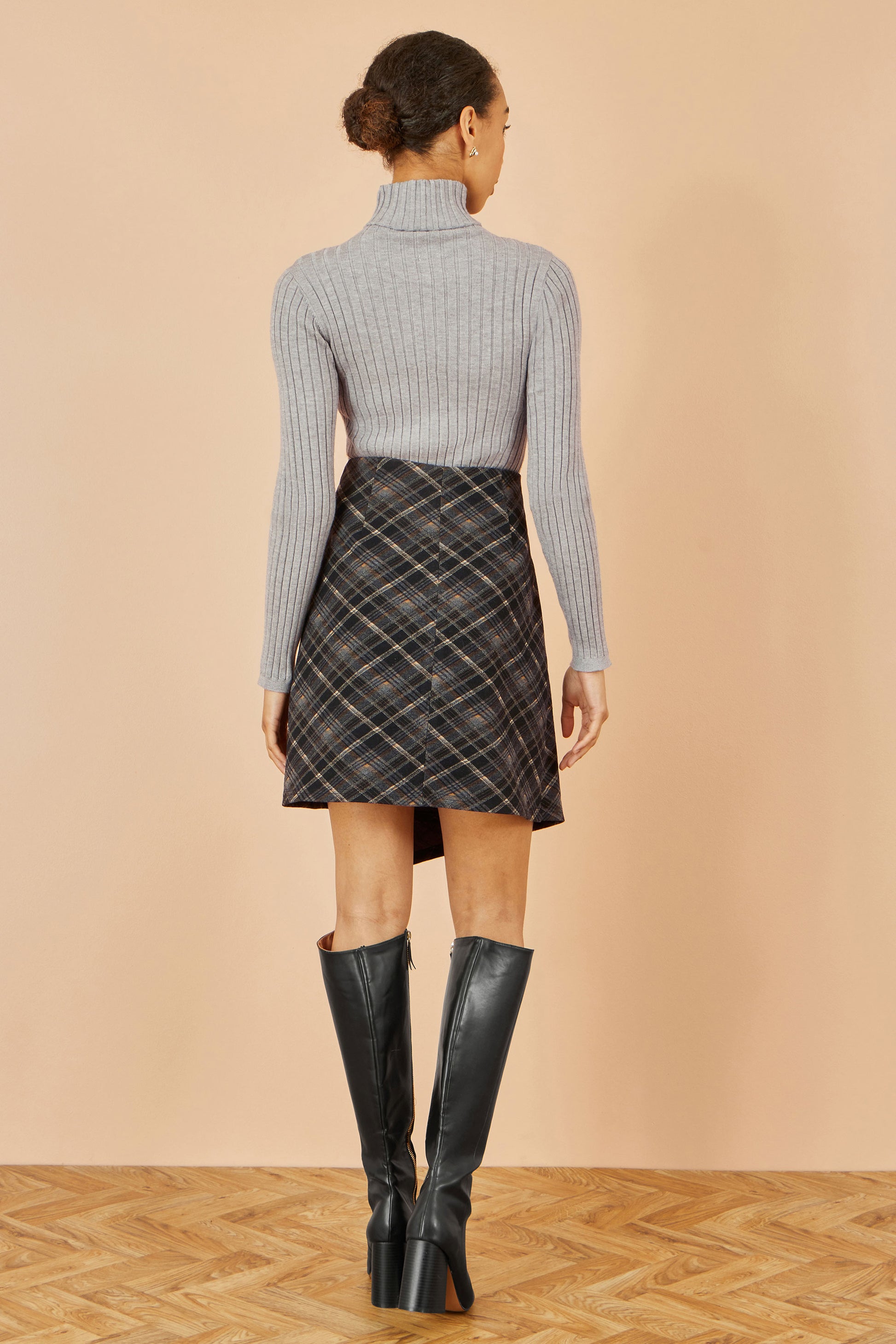 Yumi Black Check Wrap Skirt With Buckle Skirts Yumi