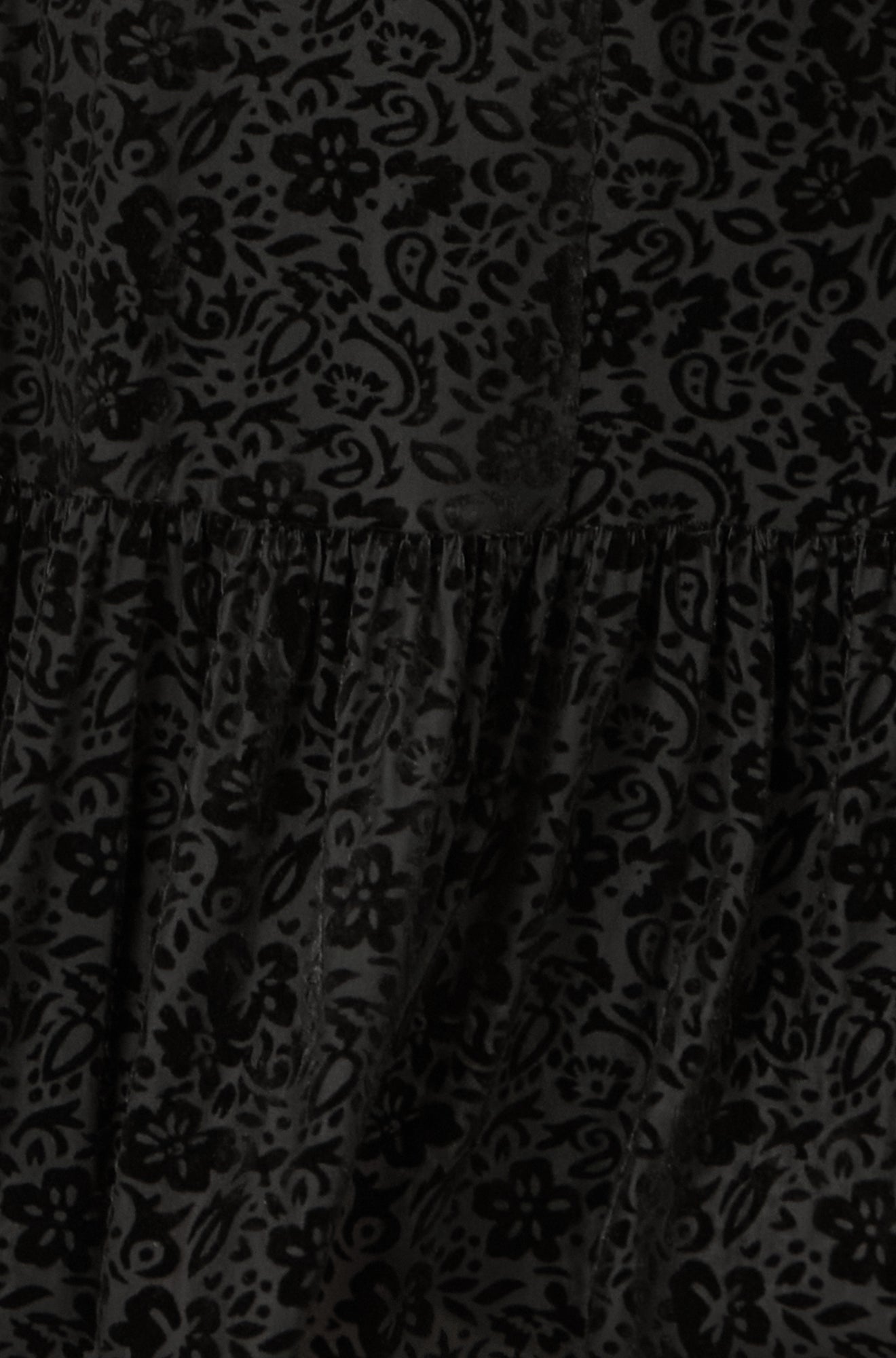 Yumi Black Floral Velour Velvet Twist Waist Midi Dress Dress Party Yumi