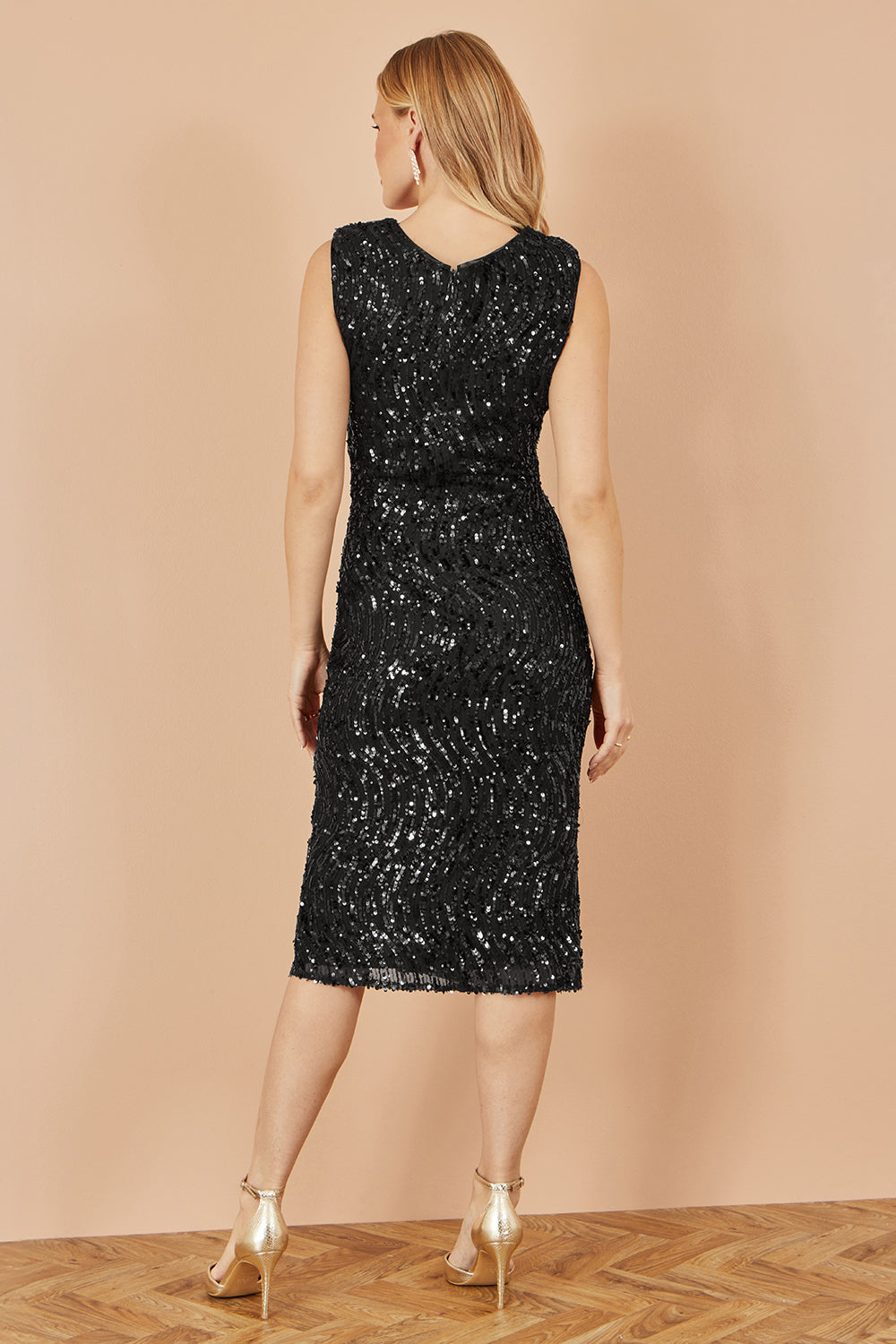 Yumi Black Sequin Fitted Wrap Dress With Split Hem Dress Party Yumi