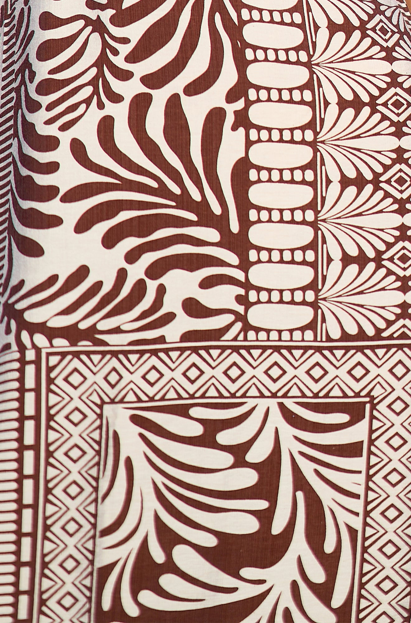 Yumi Brown Tile Print Maxi Dress With Bead Details Beachwear Yumi