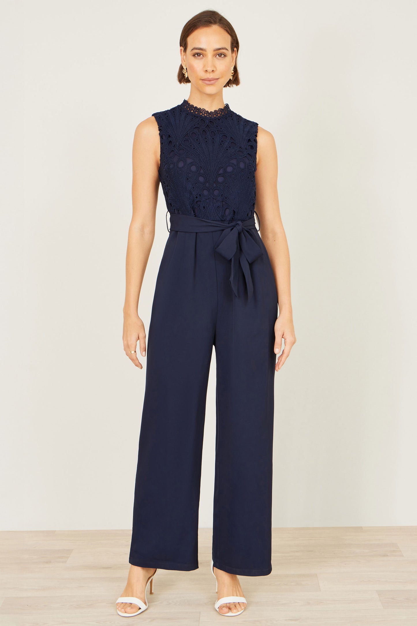 Yumi Navy Lace Sleeveless Jumpsuit JUMPSUIT Yumi