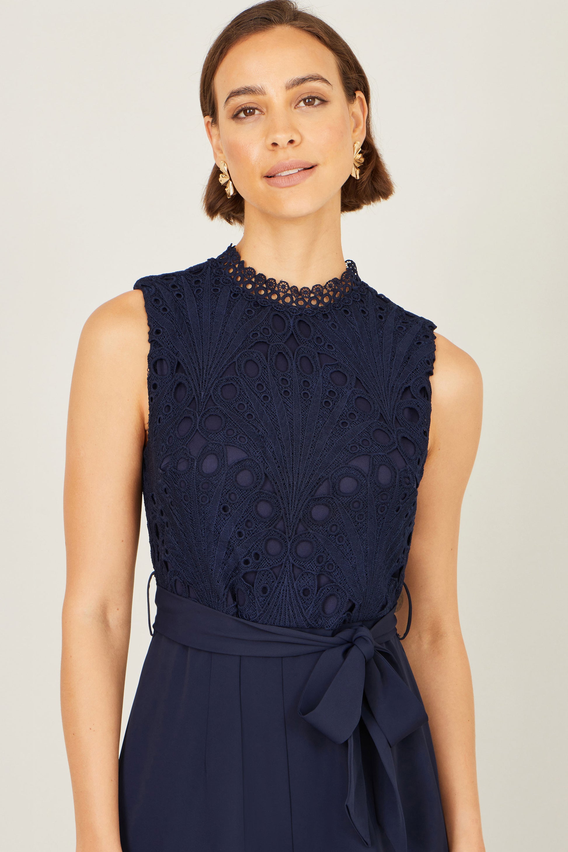 Yumi Navy Lace Sleeveless Jumpsuit JUMPSUIT Yumi