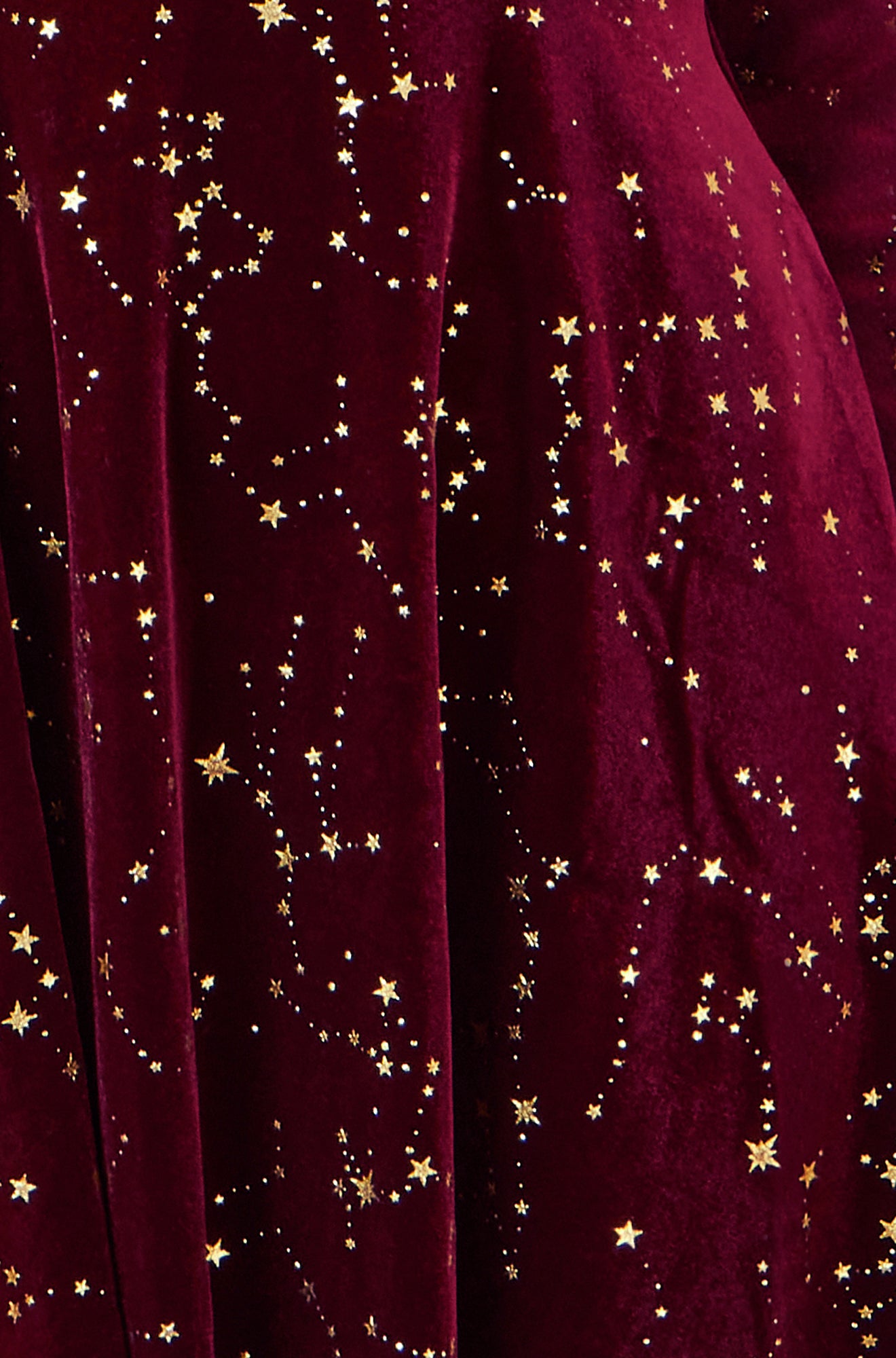 Yumi Burgundy Star Foil Print Long Sleeve Skater Dress DRES Party Yumi