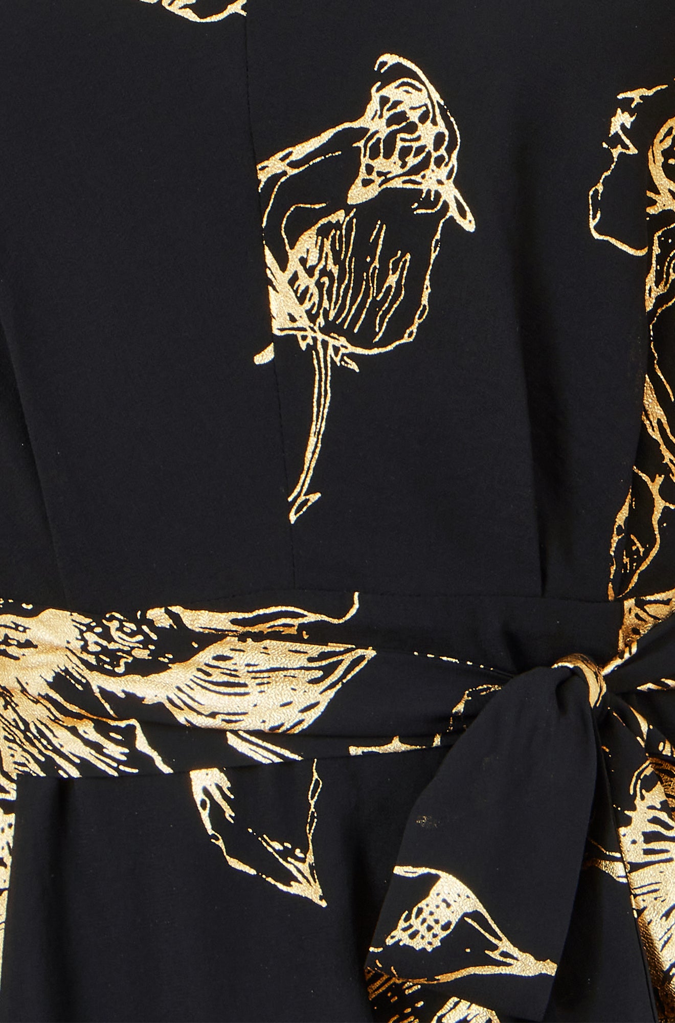 Yumi Black Foil Rose Print Midi Dress DRES Party Yumi