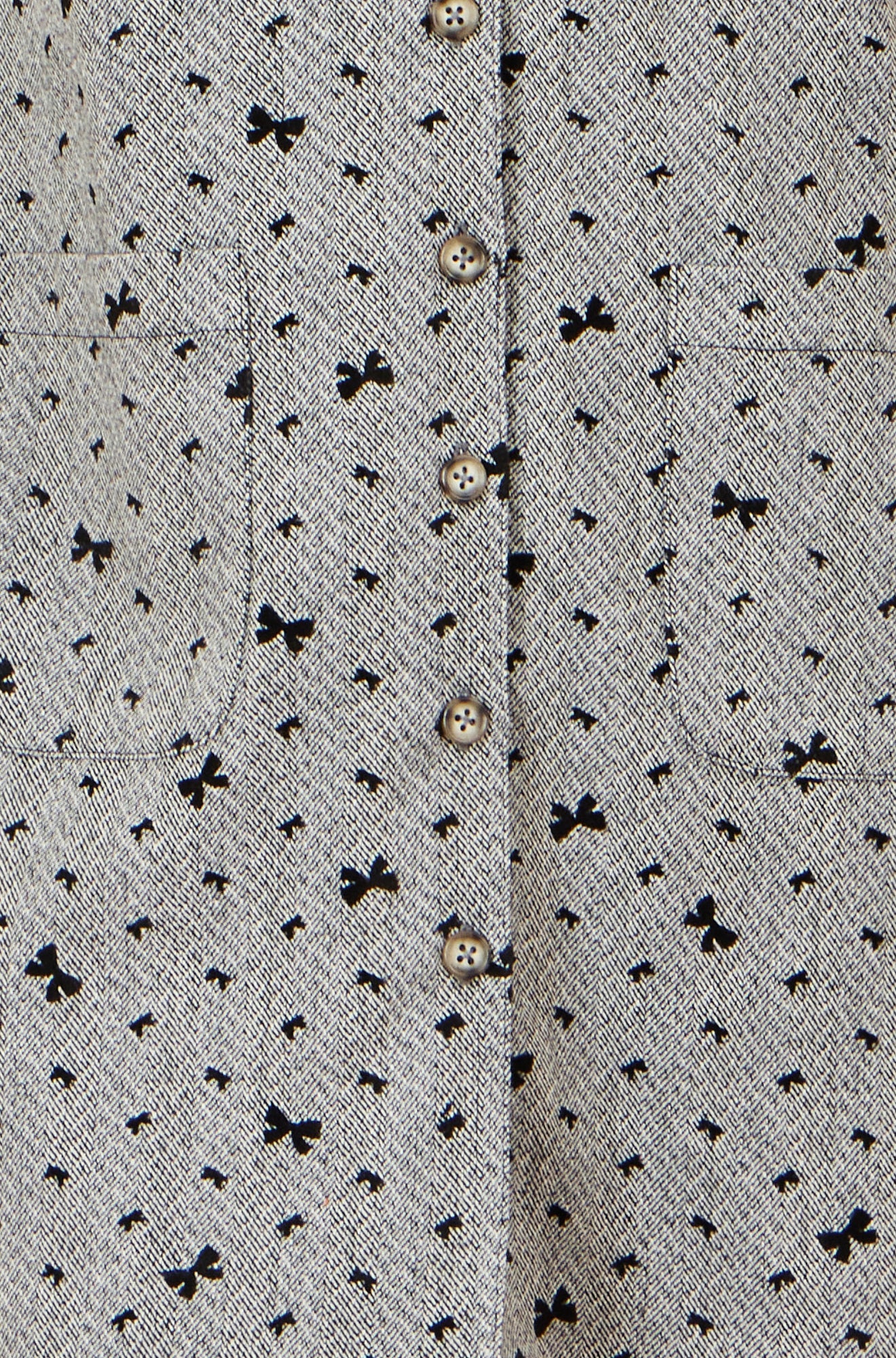 Yumi Grey Bow Print Pinafore Dress With Button Up Dress Casual Yumi