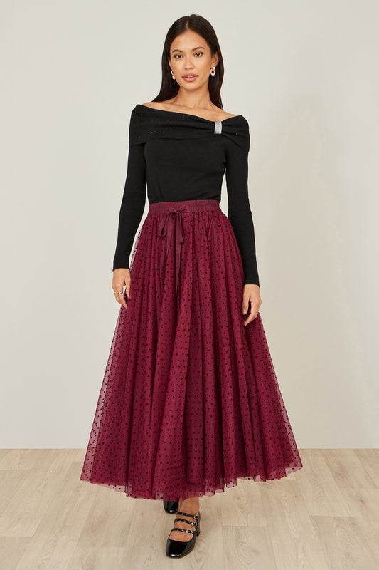 Yumi Black Sparkle Bardot Jumper With Diamante Detail Knit Xmas Jumper Yumi