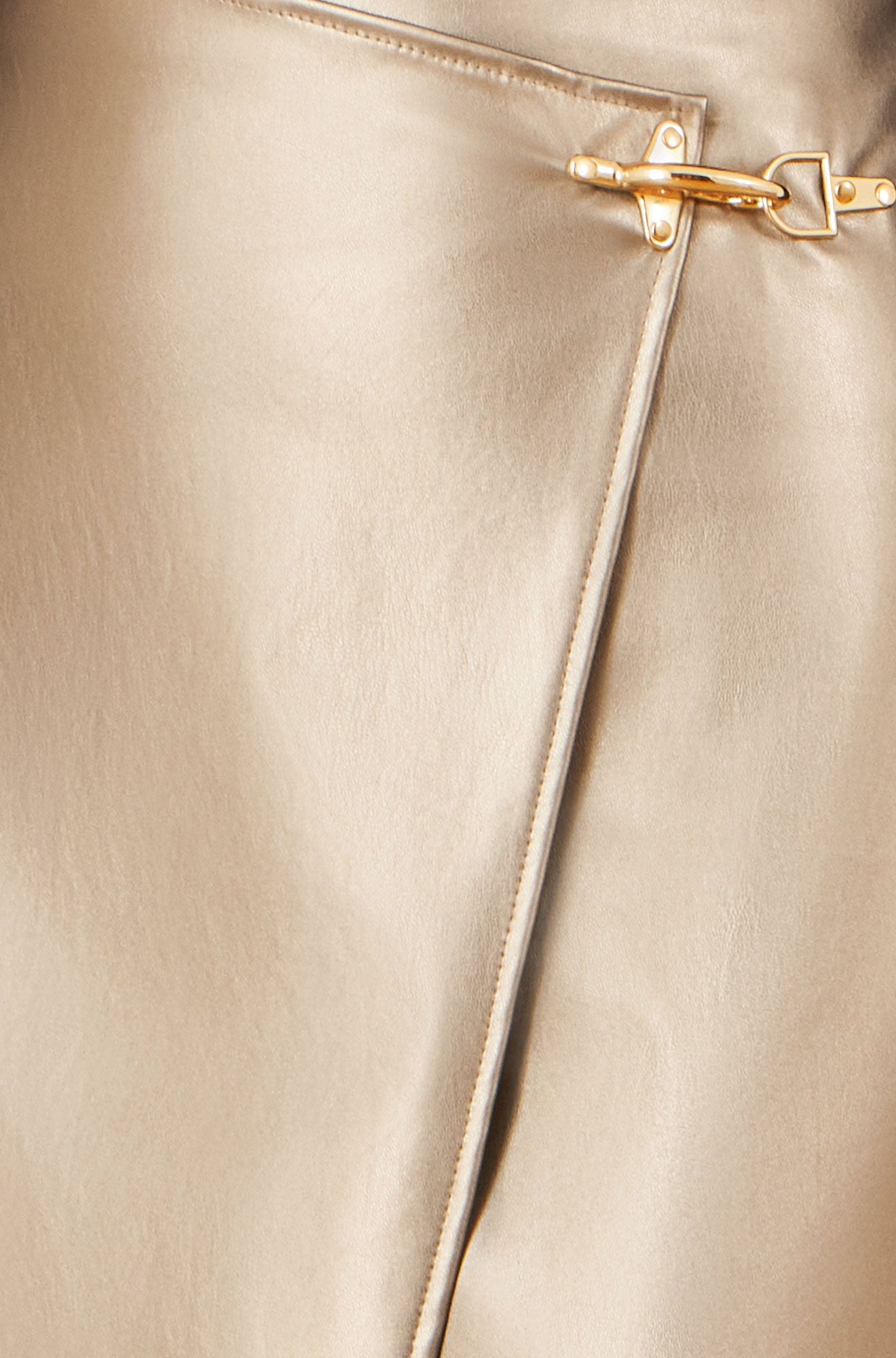 Yumi Gold Faux Leather Wrap Mini Skirt Skirts Yumi