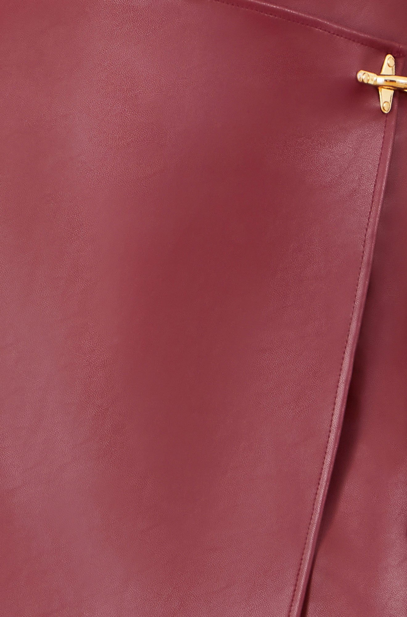 Yumi Burgundy Faux Leather Wrap Mini Skirt Skirts Yumi