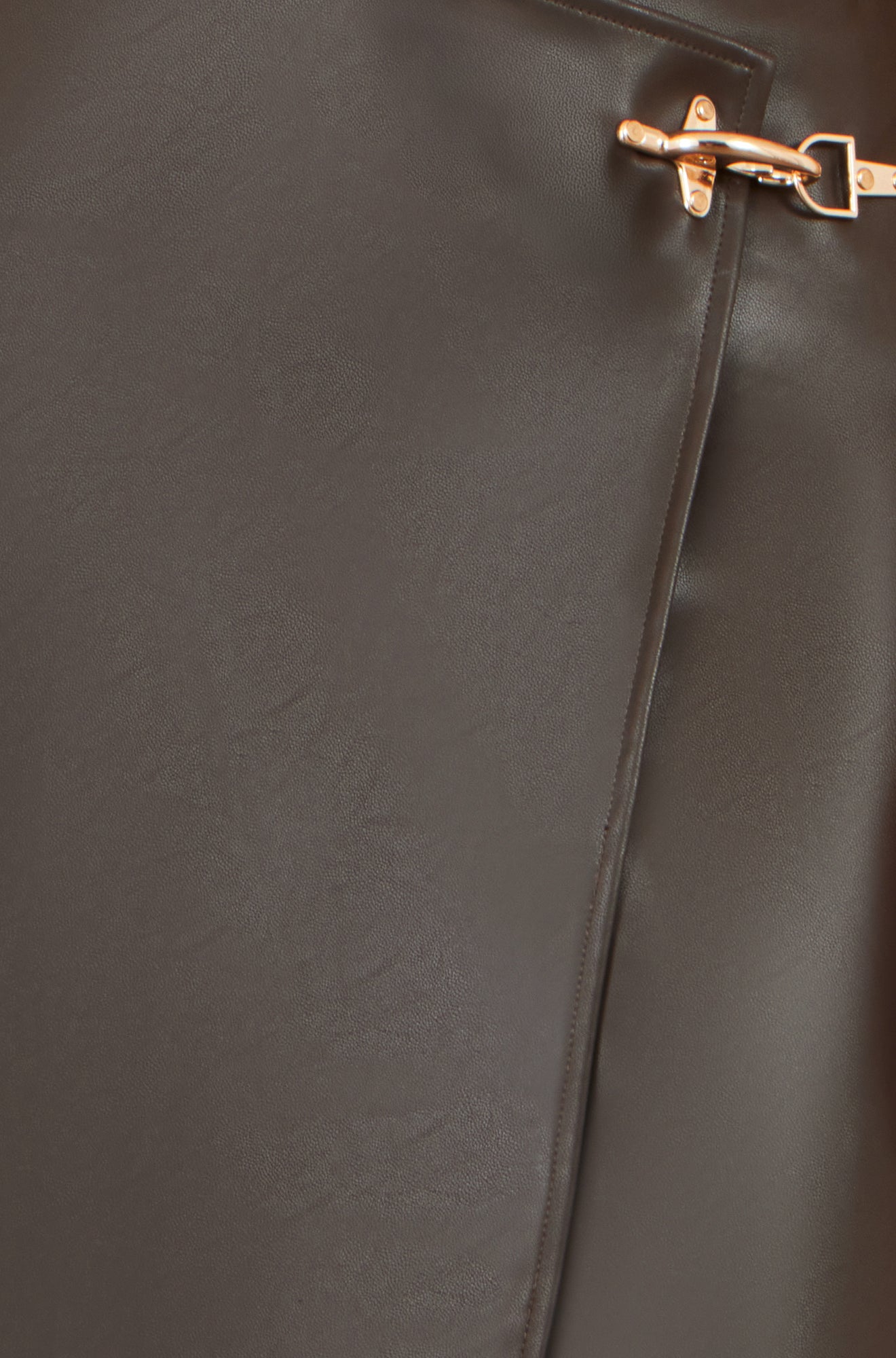 Yumi Brown Faux Leather Wrap Mini Skirt Skirts Yumi