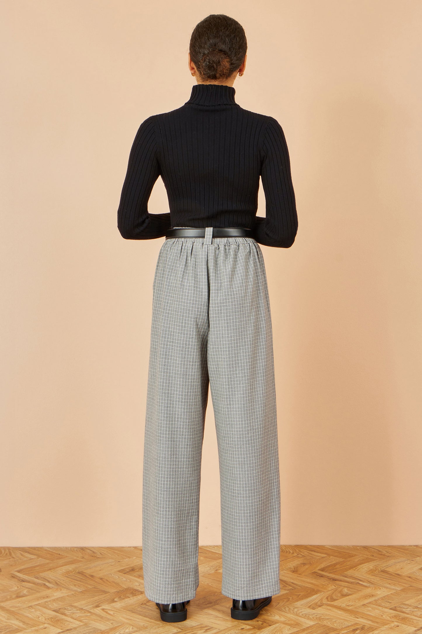 Yumi Grey Check Wide Leg Trousers TROUSER Yumi