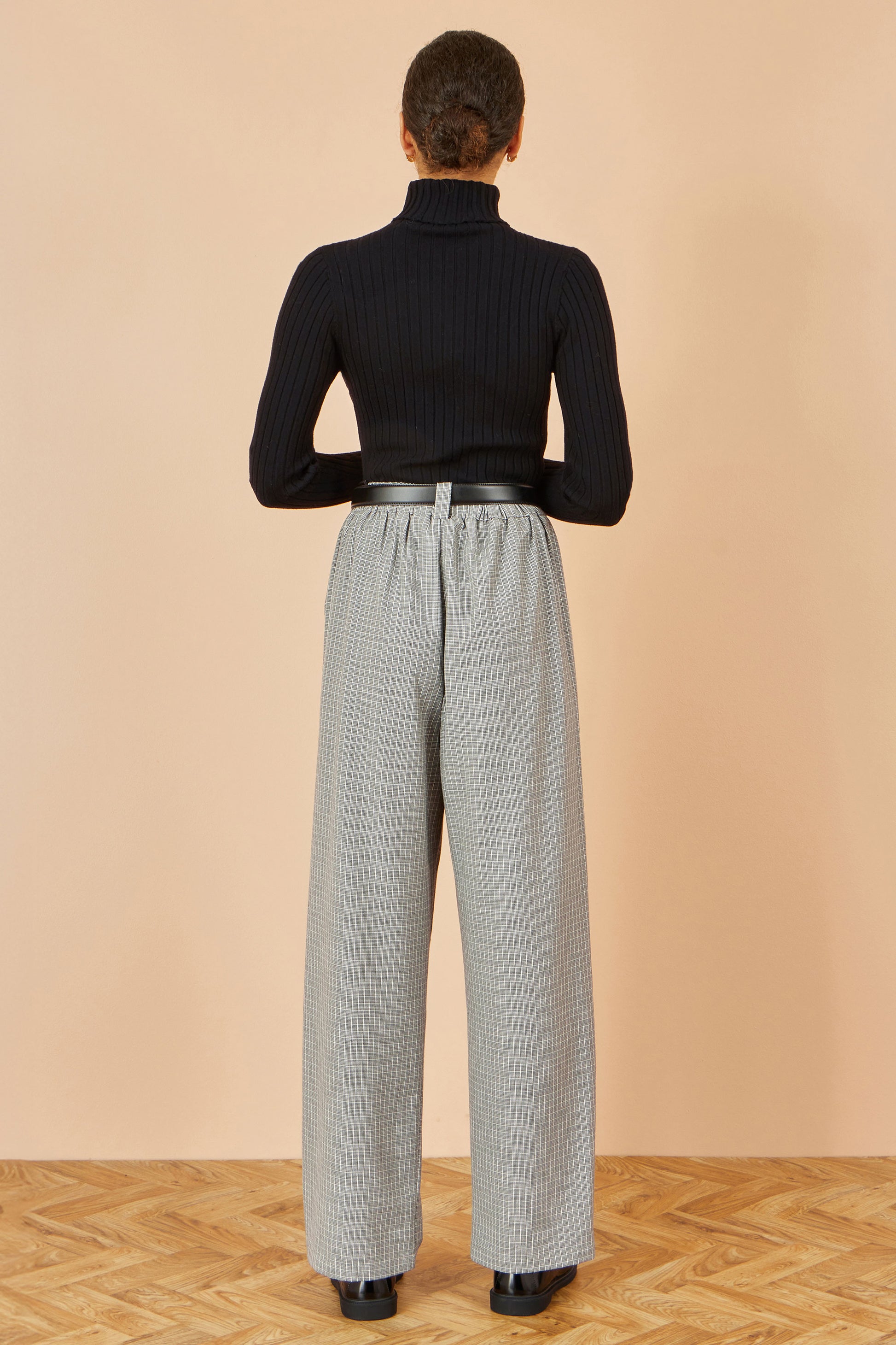 Yumi Grey Check Wide Leg Trousers TROUSER Yumi