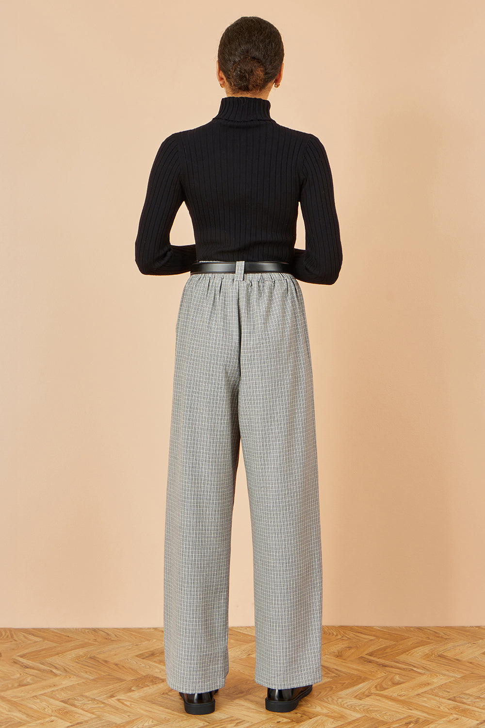 Yumi Grey Check Wide Leg Trousers TROUSER Yumi