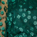 Yumi Green Sheer Sleeve Applique Flower Top Top Yumi